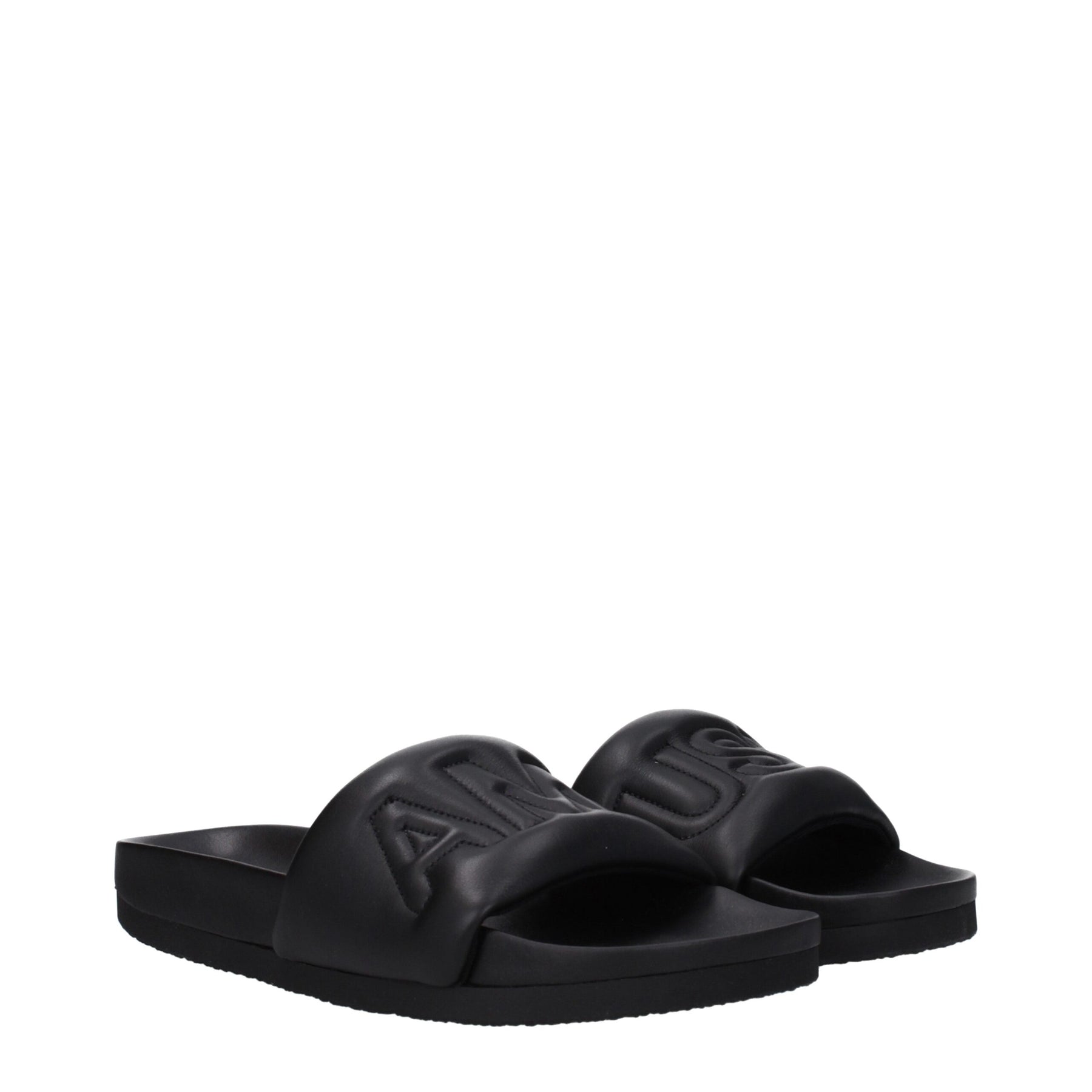 Ambush Black Leather Slippers | Regal Royce