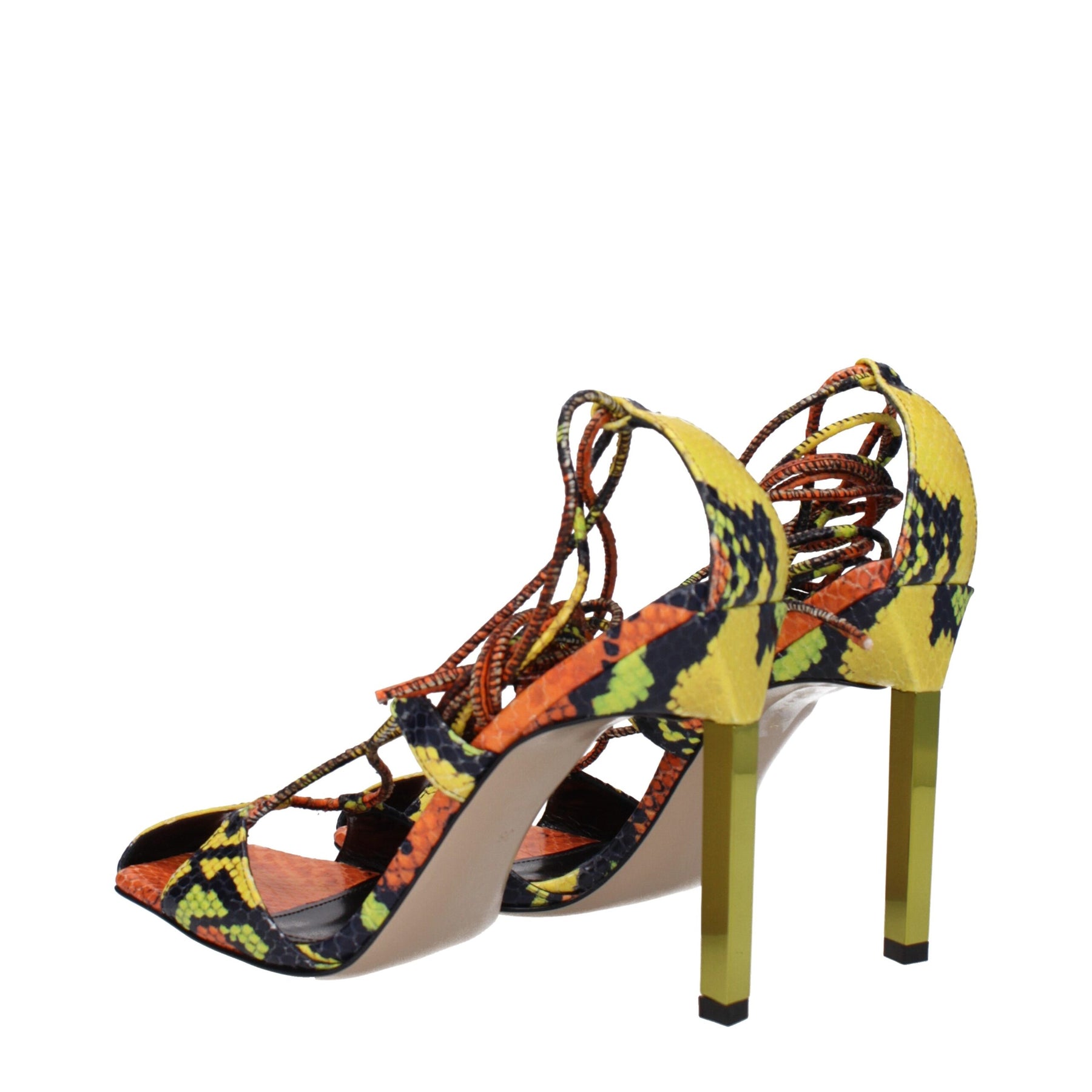 The Attico Orange Leather Stiletto Heel Sandals | Regal Royce