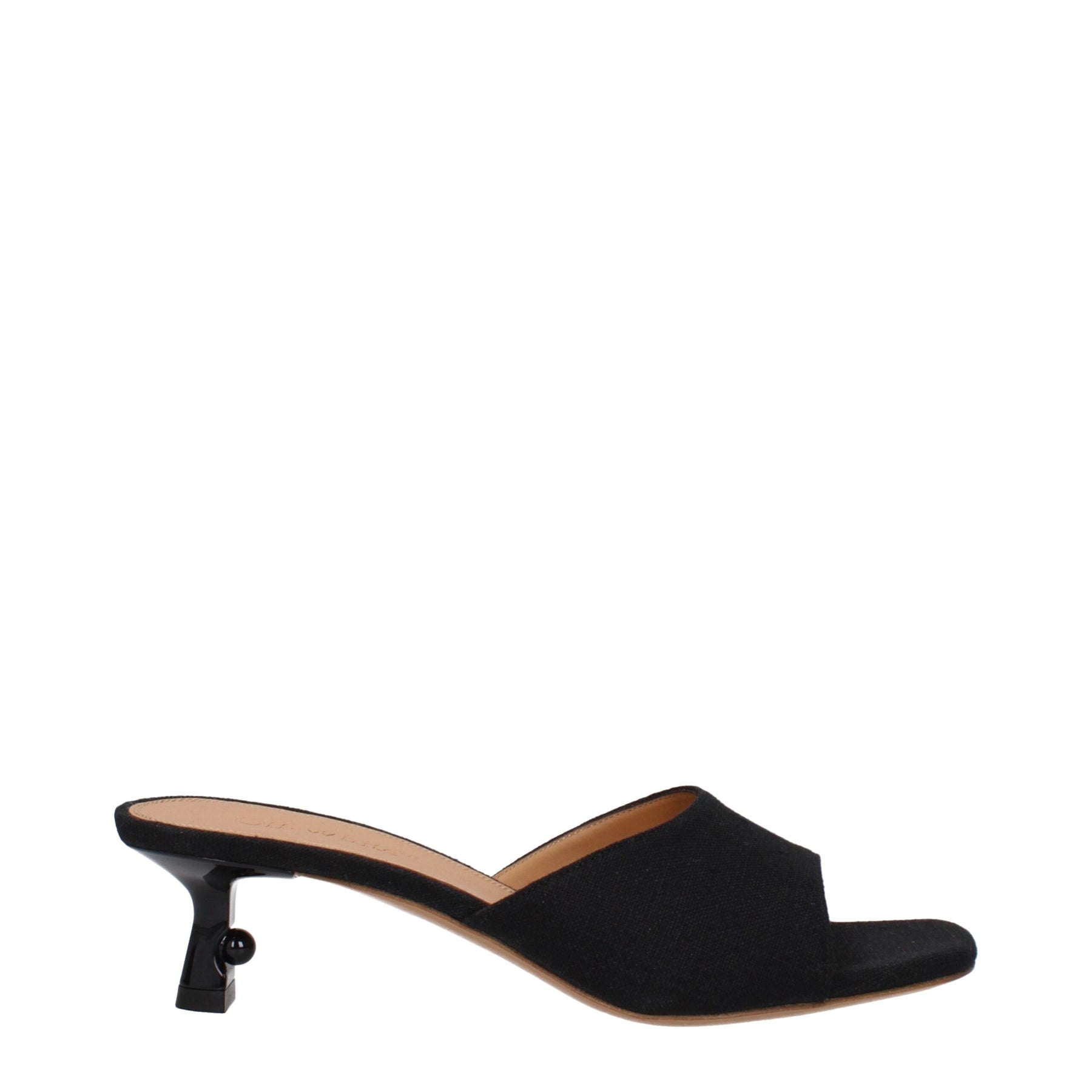 Off-White Black Linen Flat Sandals | Regal Royce