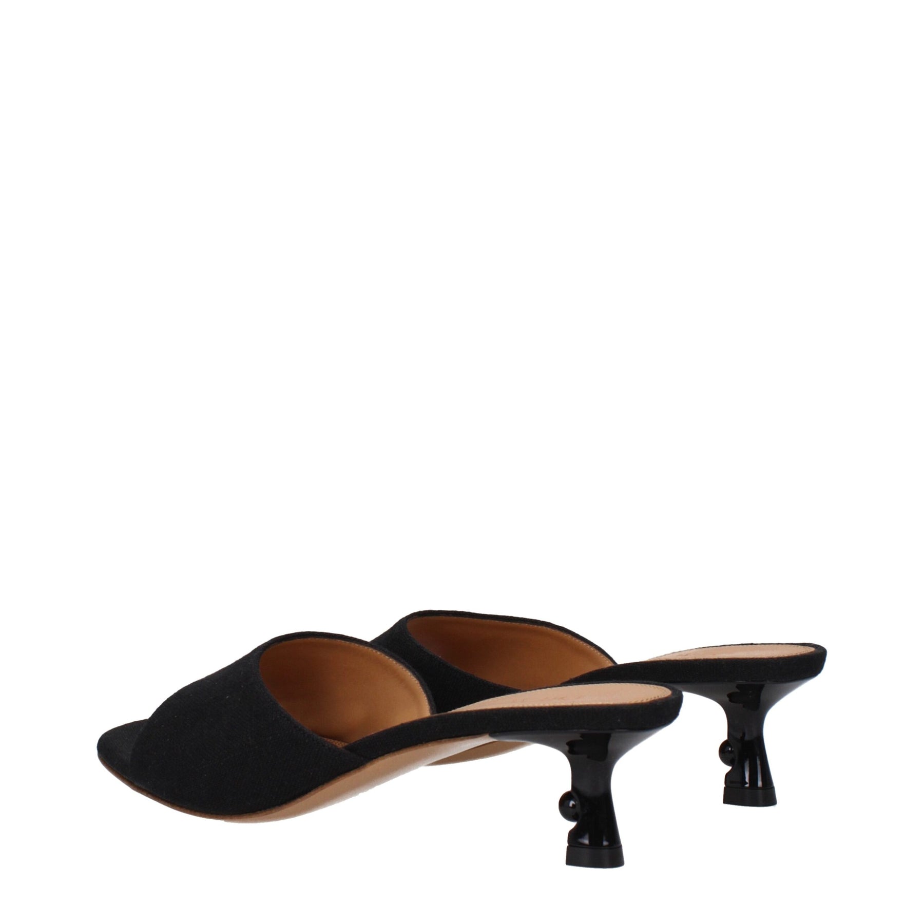 Off-White Black Linen Flat Sandals | Regal Royce
