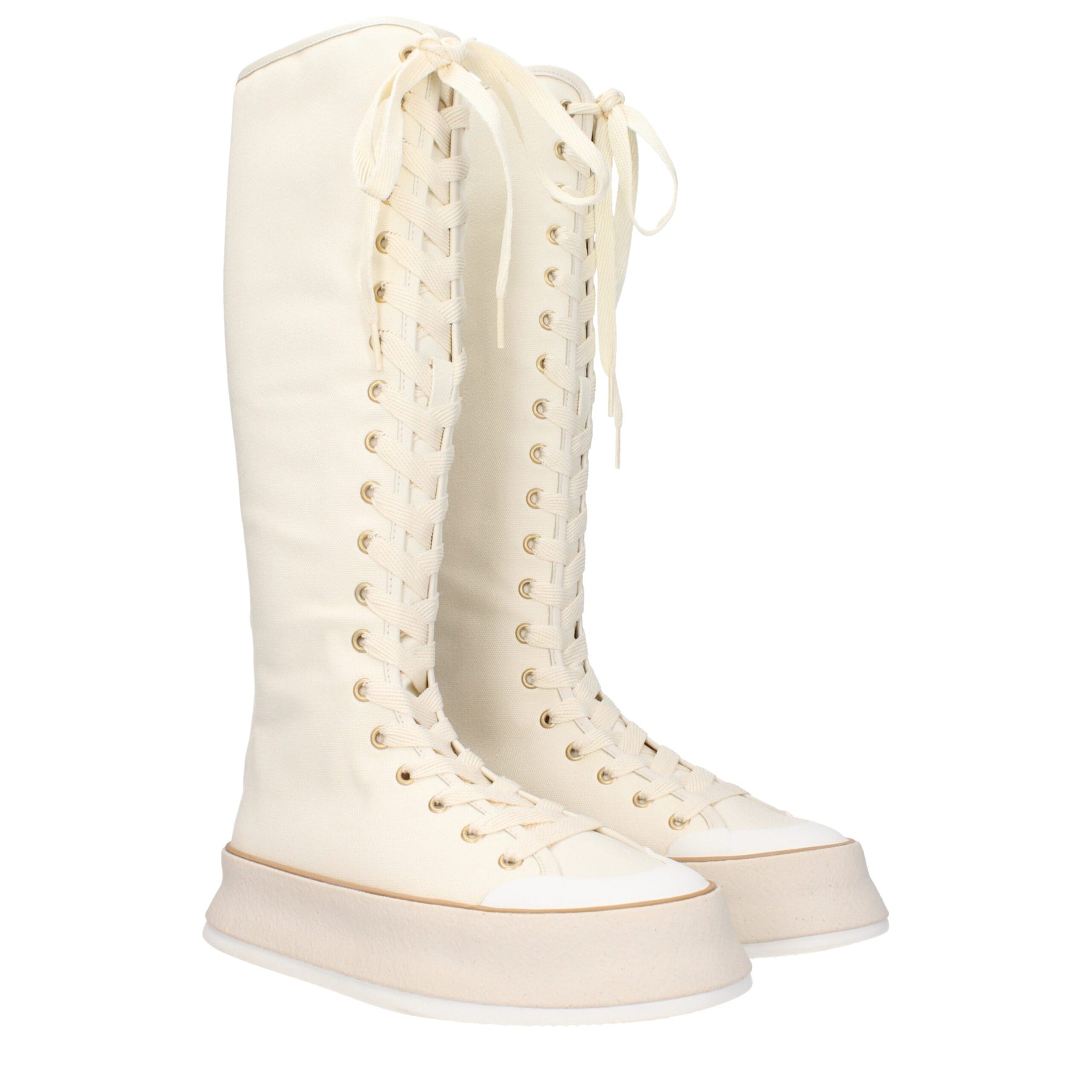 Max Mara Beige Fabric Lace-Up Boots | Regal Royce