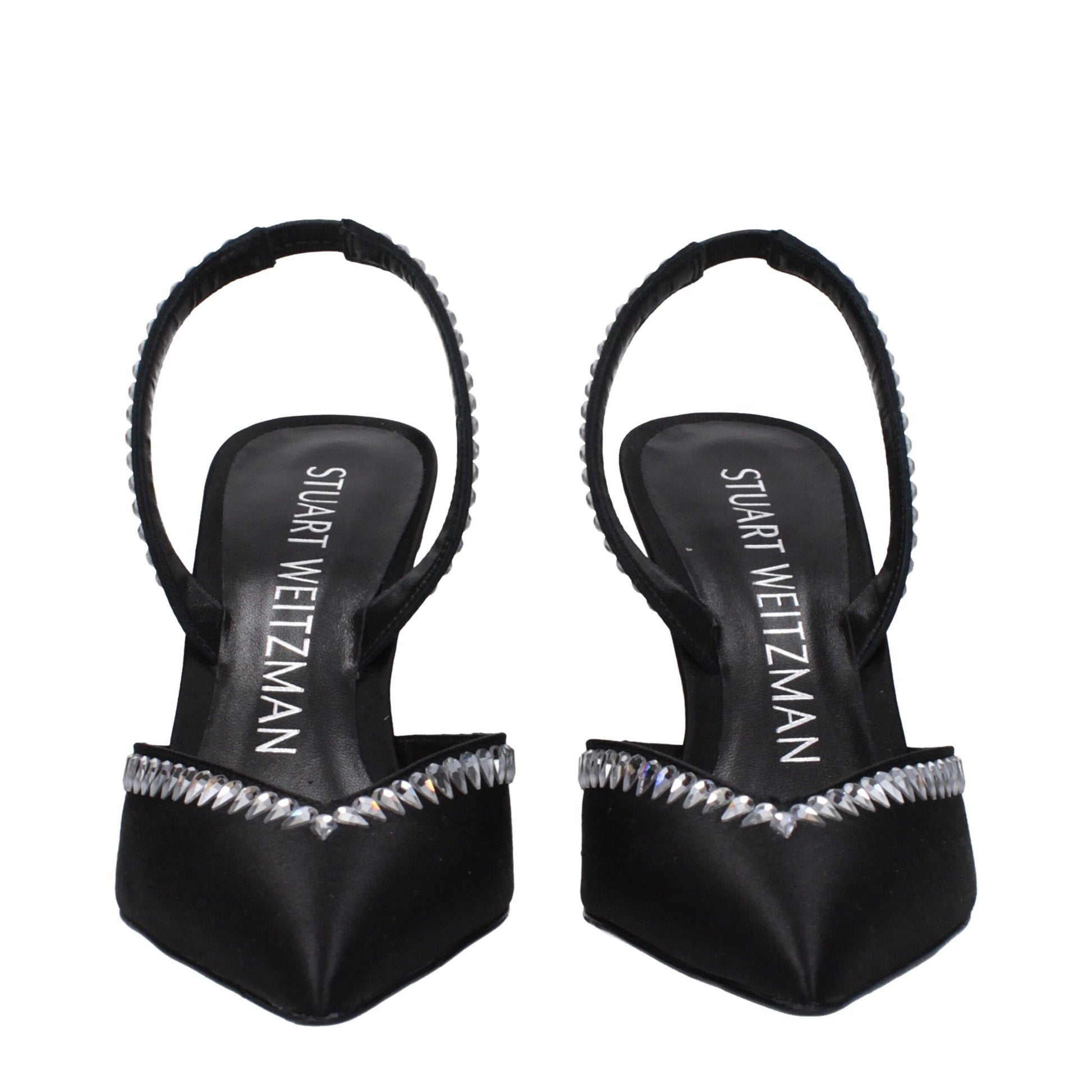 Stuart Weitzman Black Satin Stiletto Heel Sandals