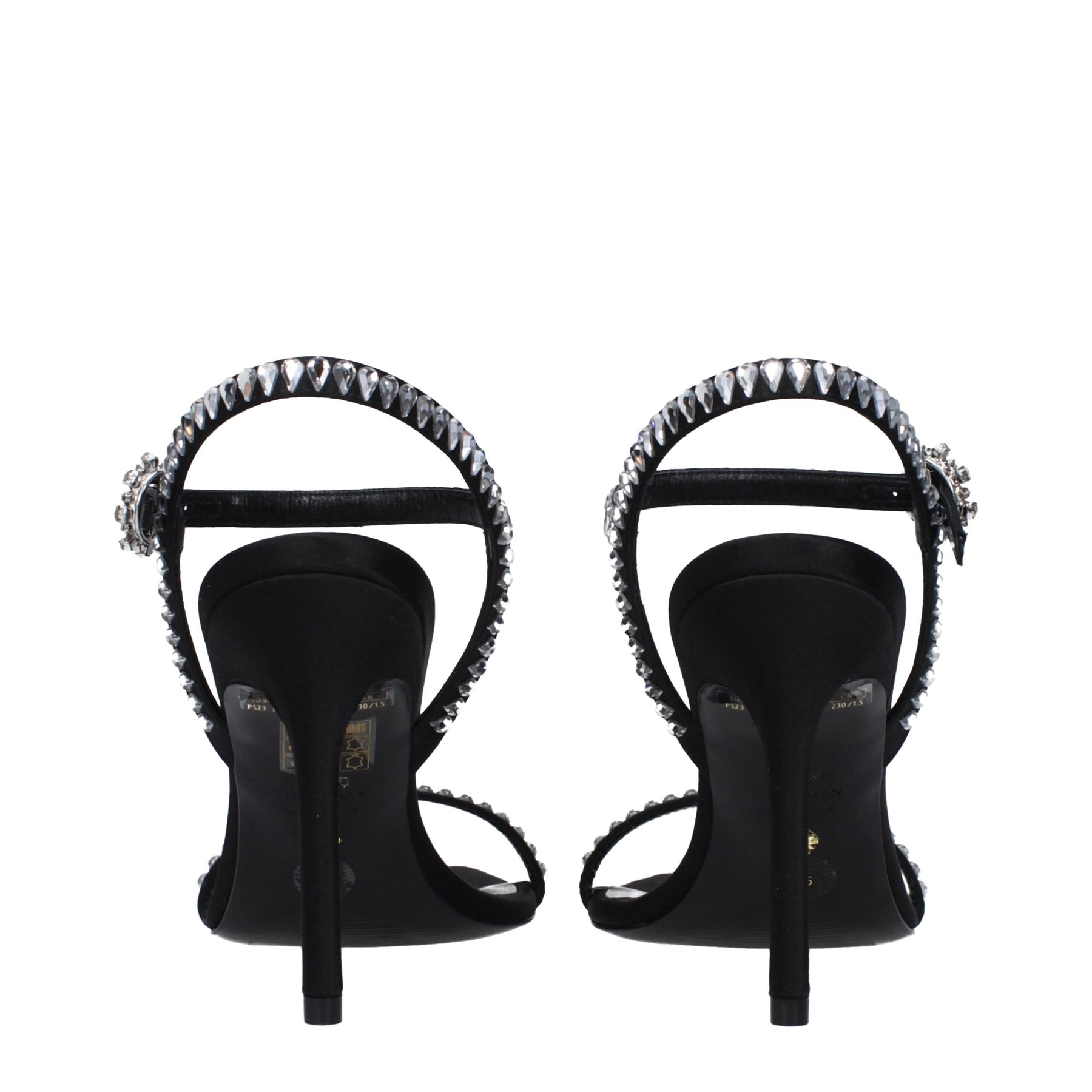 Stuart Weitzman Black Satin Stiletto Heel Sandals | Regal Royce