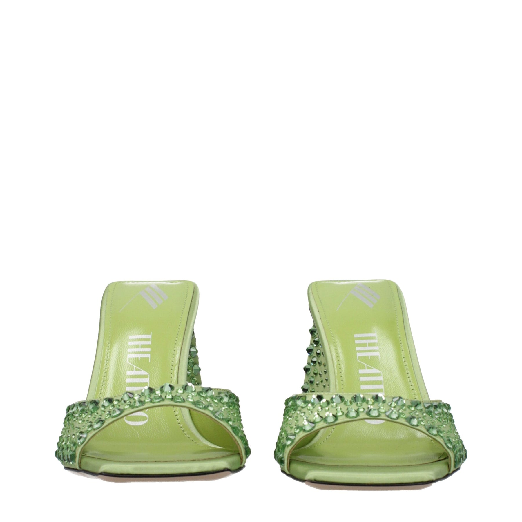 The Attico Green Satin Stiletto Heel Sandals | Regal Royce