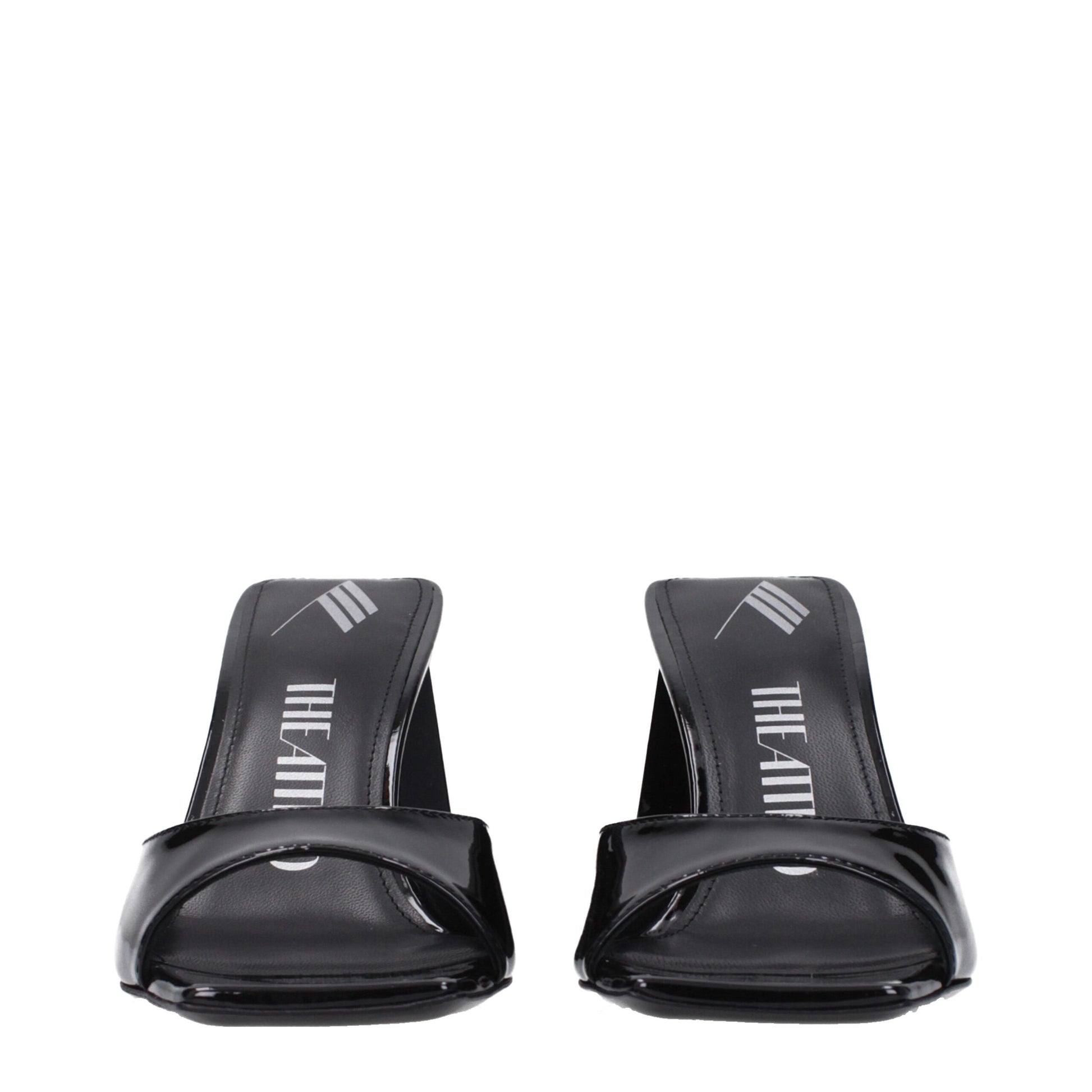 The Attico Black Leather Stiletto Heel Sandals