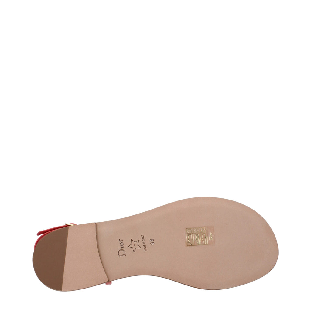 Christian Dior Pink Leather Flip-Flop Sandals