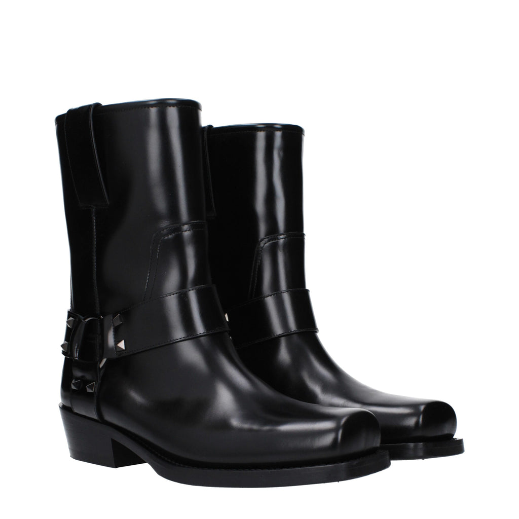 Valentino Garavani Black Leather Ankle Boots