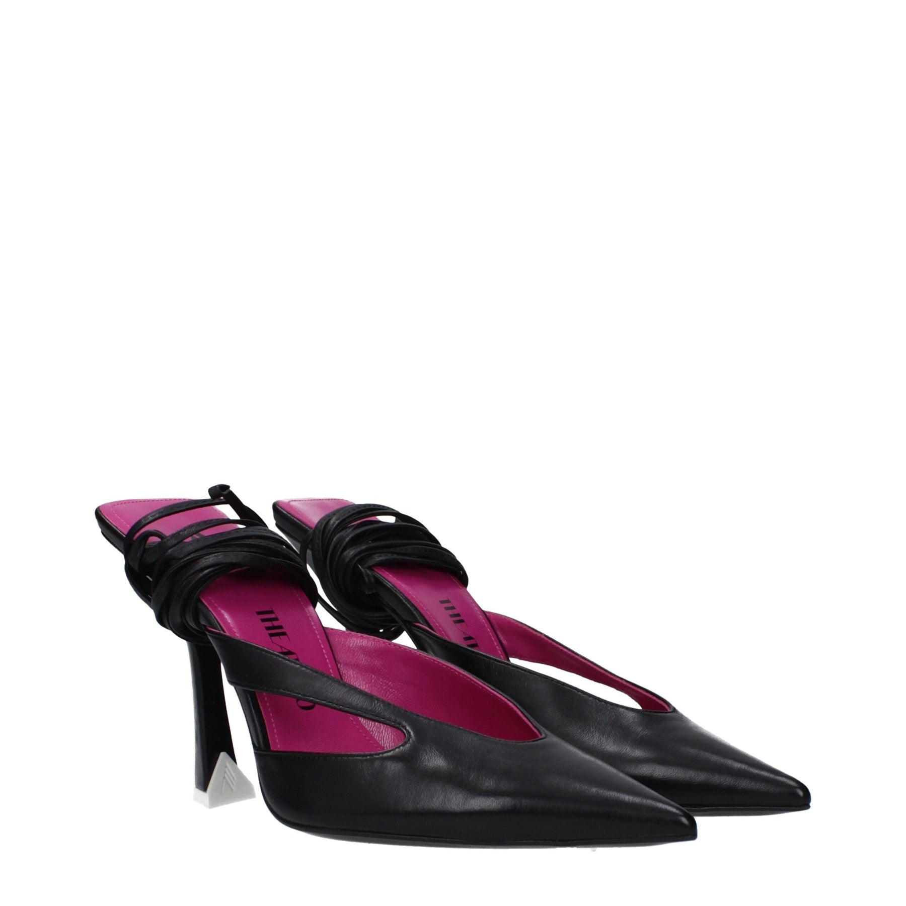 The Attico Black Leather Stiletto Heel Sandals | Regal Royce
