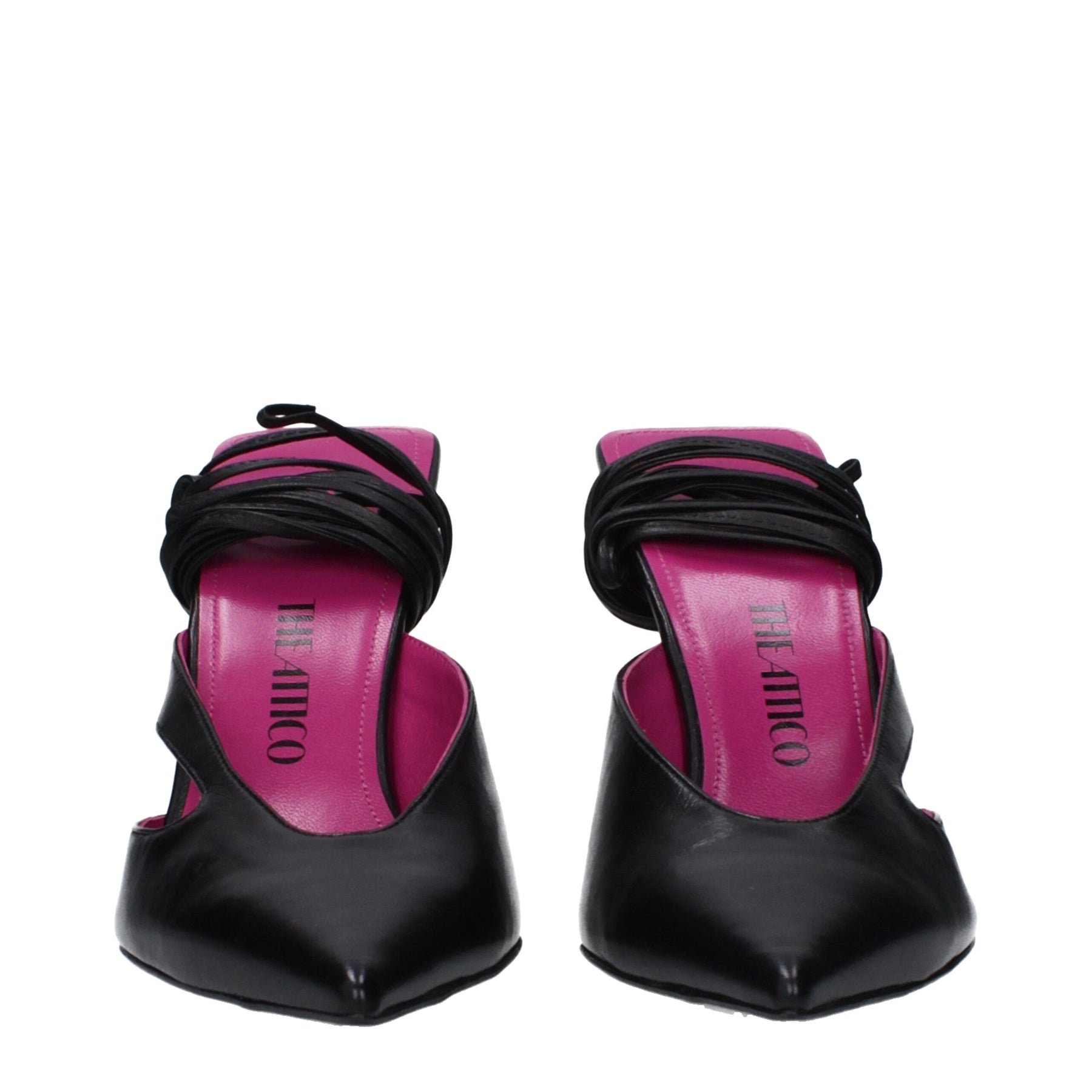 The Attico Black Leather Stiletto Heel Sandals | Regal Royce