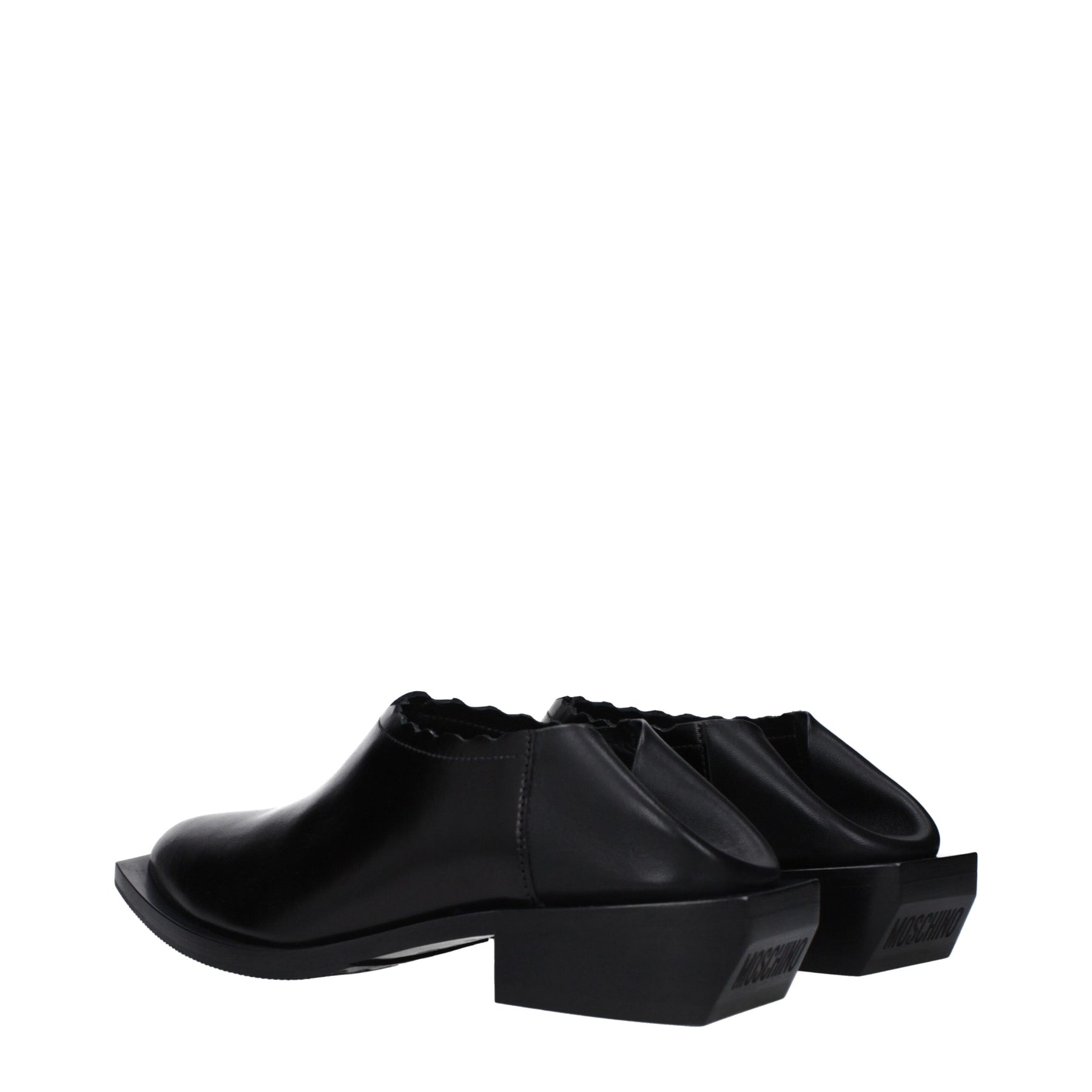 Moschino Black Leather Mules | Regal Royce
