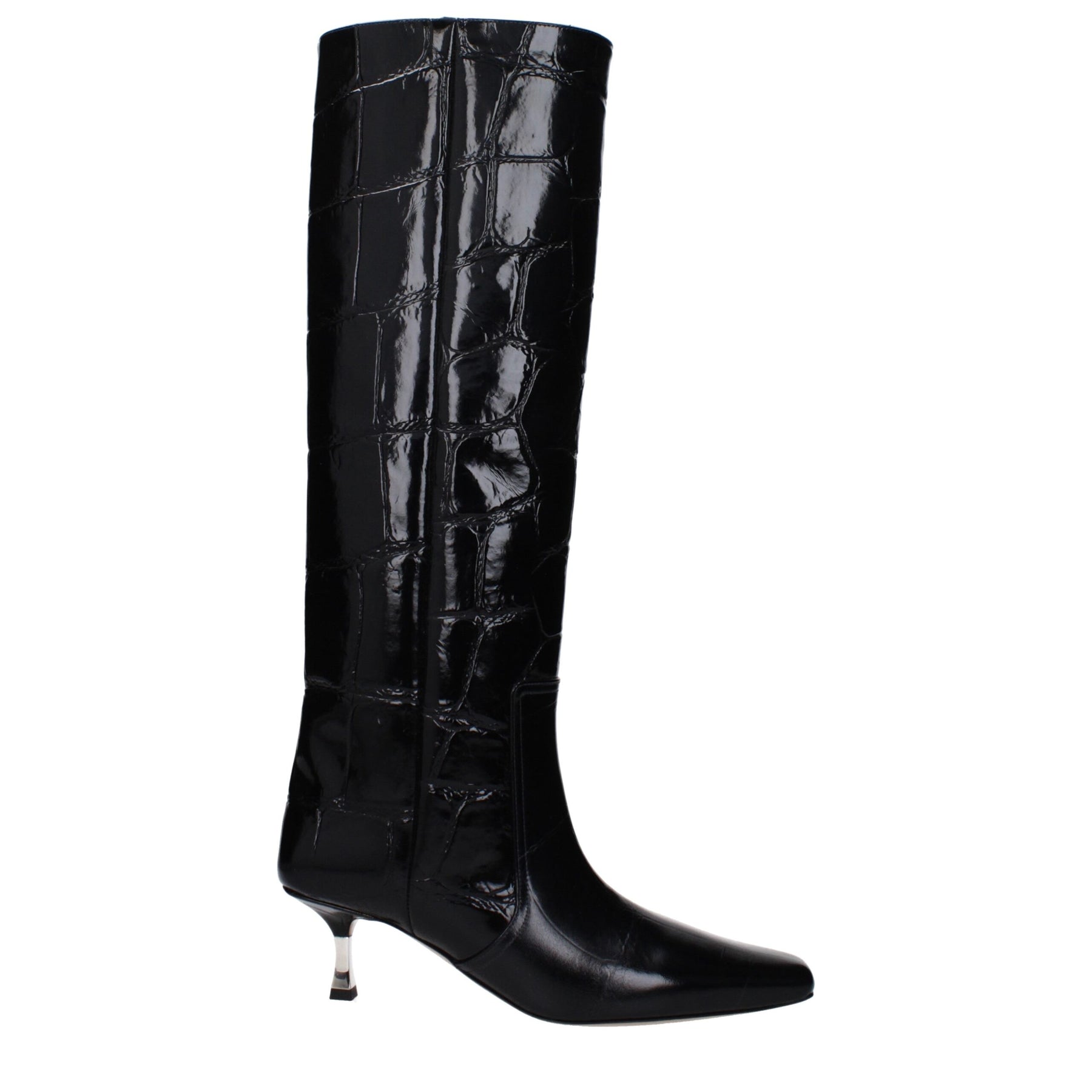 Paris Texas Black Leather High Heel Boots | Regal Royce