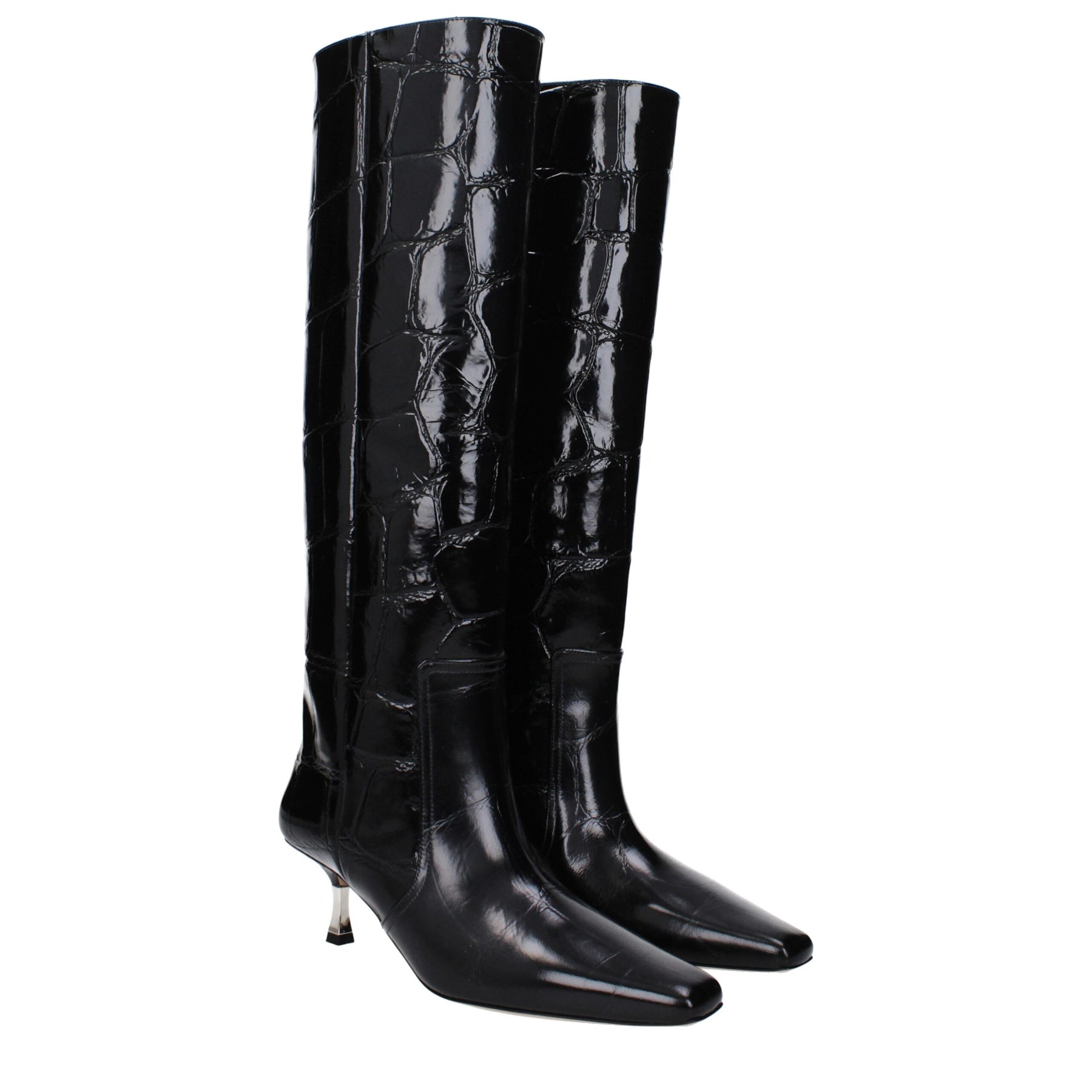 Paris Texas Black Leather High Heel Boots | Regal Royce