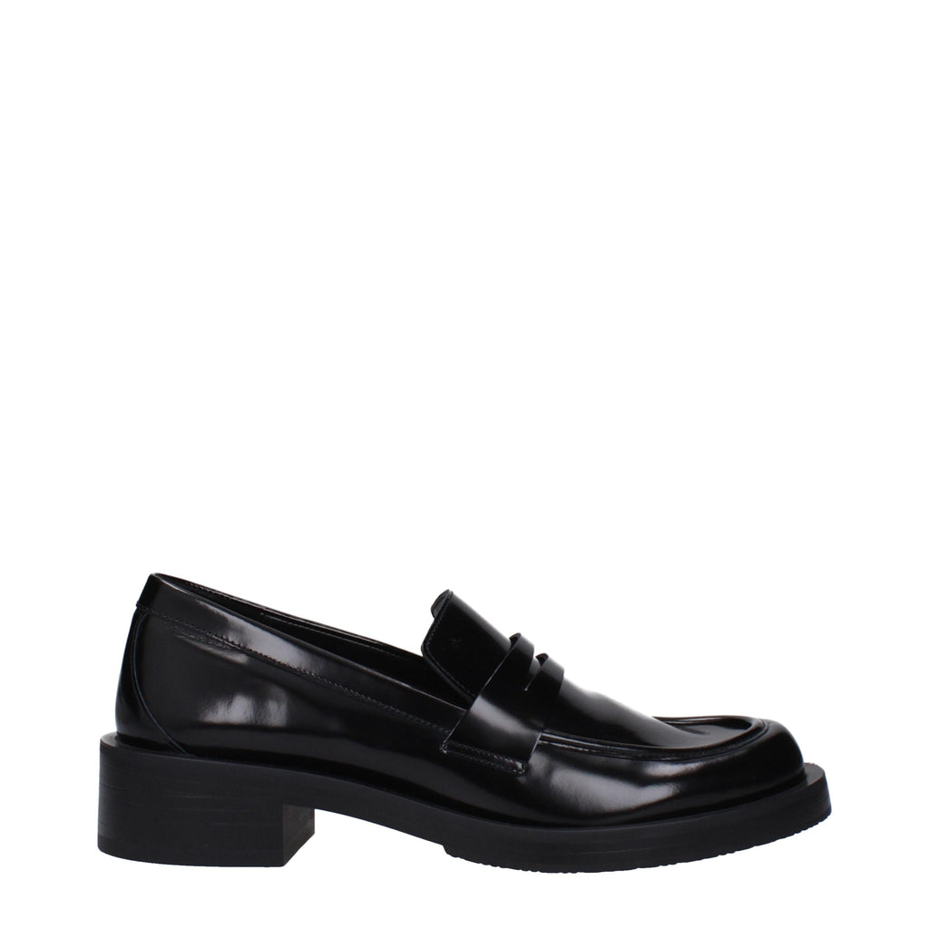 Stuart Weitzman Black Leather Slip-On Loafers
