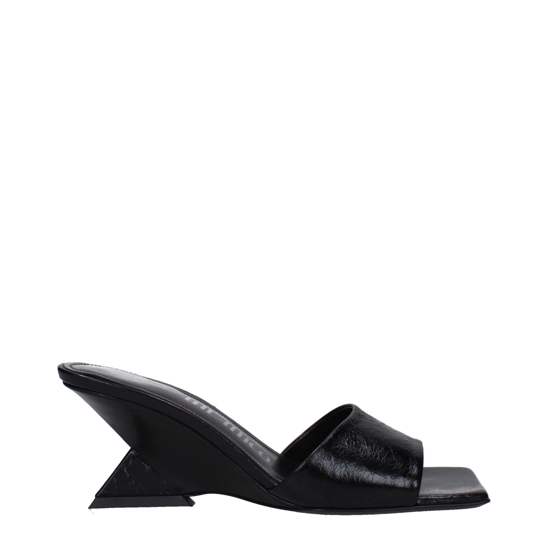 The Attico Black Leather Flat Sandals | Regal Royce