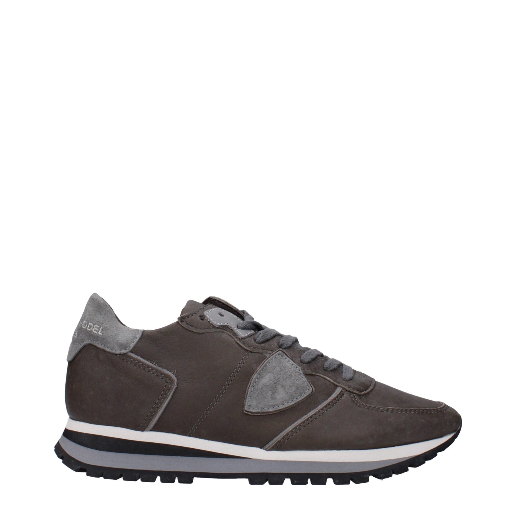 Philippe Model Gray Leather Low Top Sneakers | Regal Royce