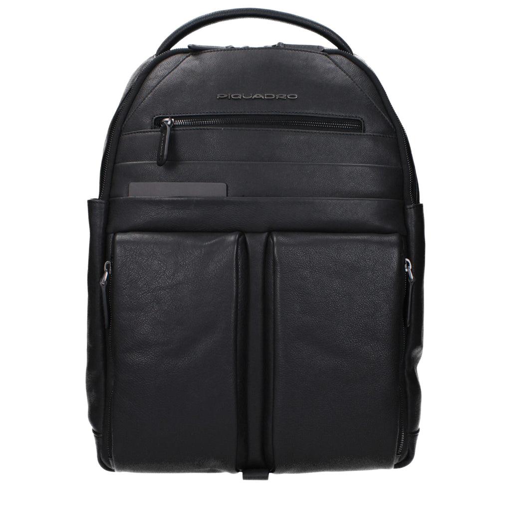 Piquadro Black Leather Backpack