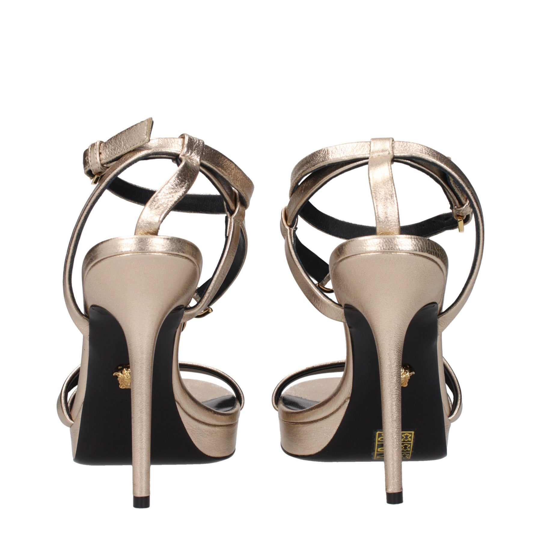 Versace Gold Leather Stiletto Heel Sandals | Regal Royce