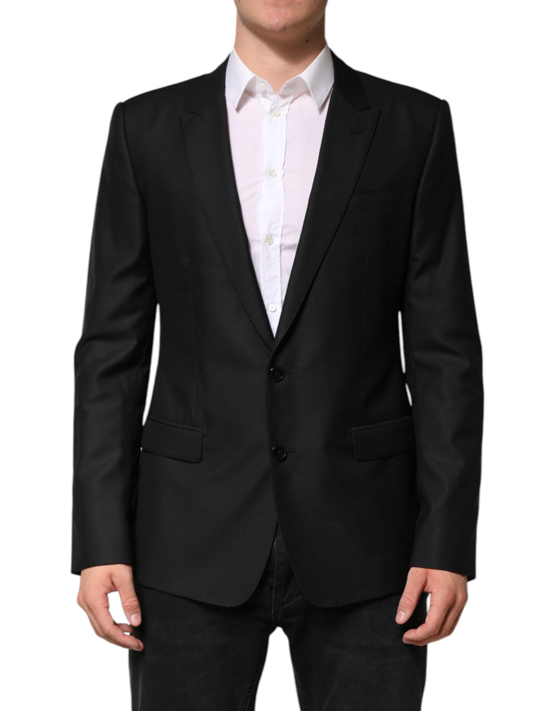 Dolce & Gabbana Black Wool Single Breasted Jacket Blazer | Regal Royce