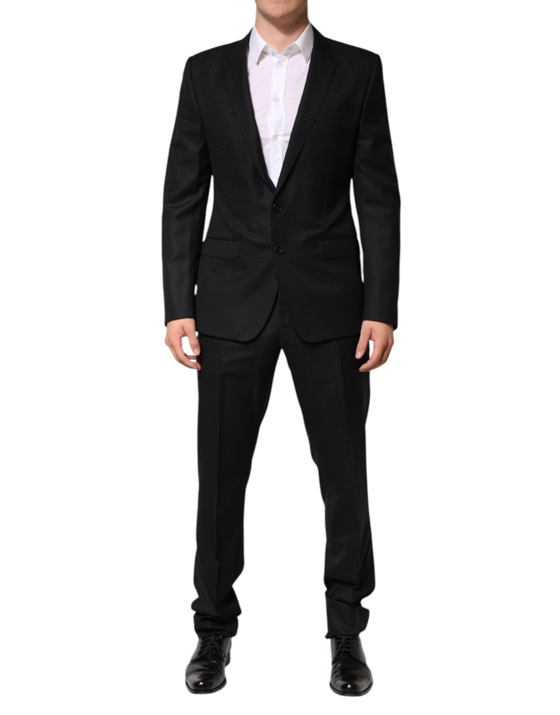Dolce & Gabbana Black Jacquard Single Breasted 2 Piece Suit | Regal Royce