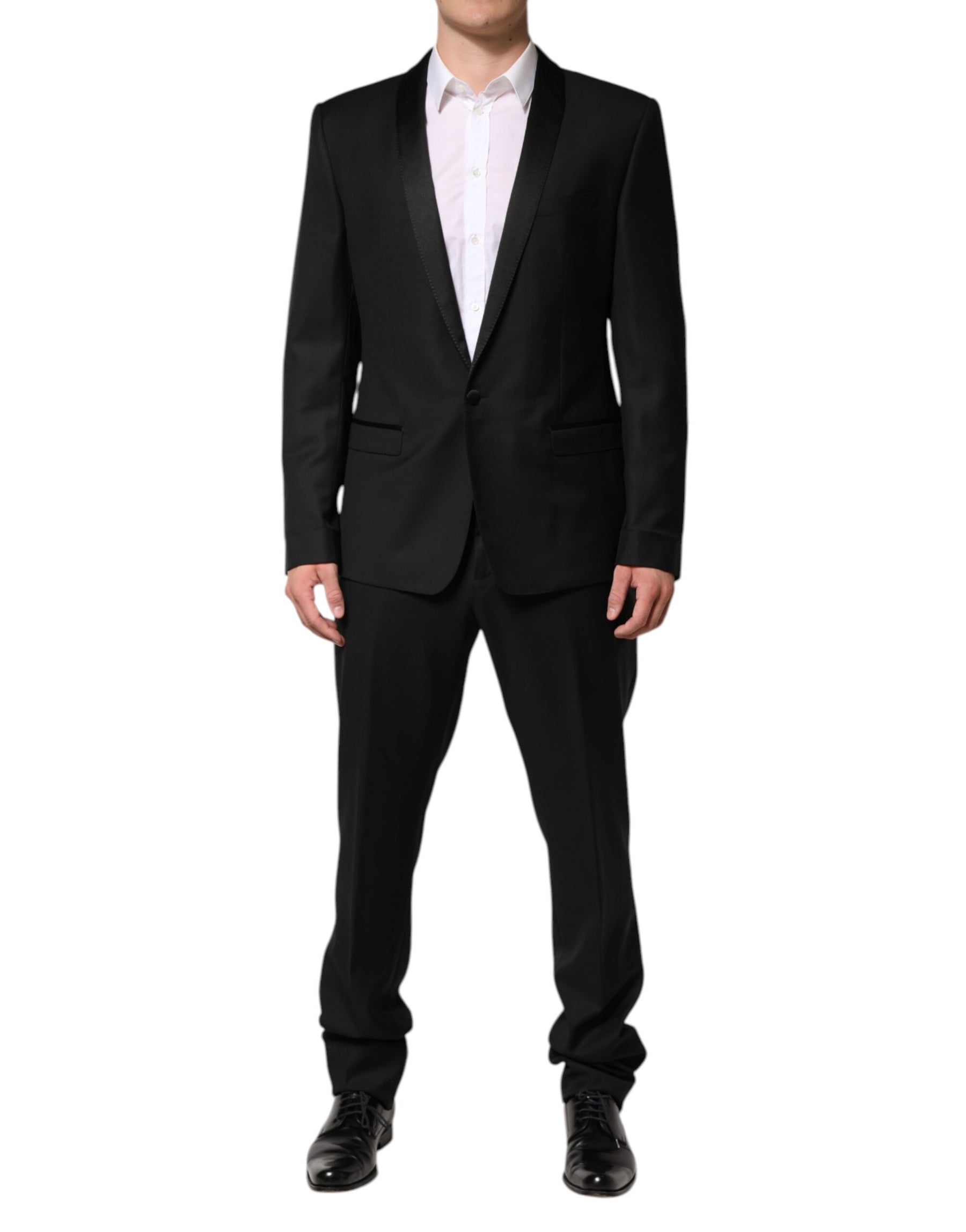 Dolce & Gabbana Black Wool Men Single Breasted 2 Piece Suit | Regal Royce