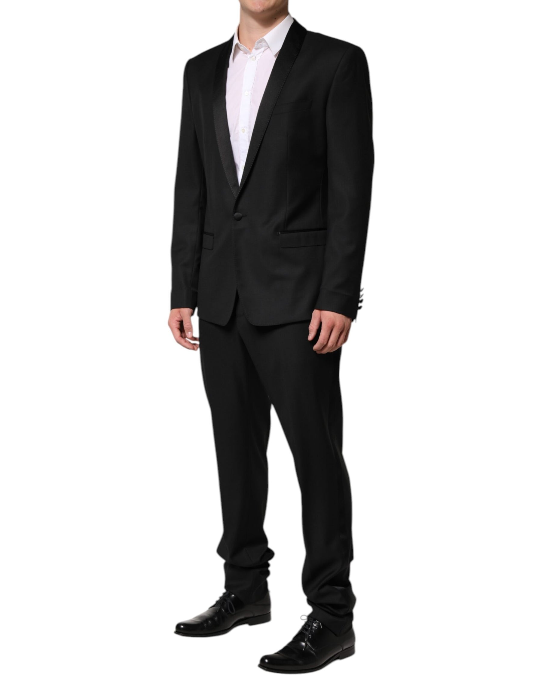 Dolce & Gabbana Black Wool Men Single Breasted 2 Piece Suit | Regal Royce