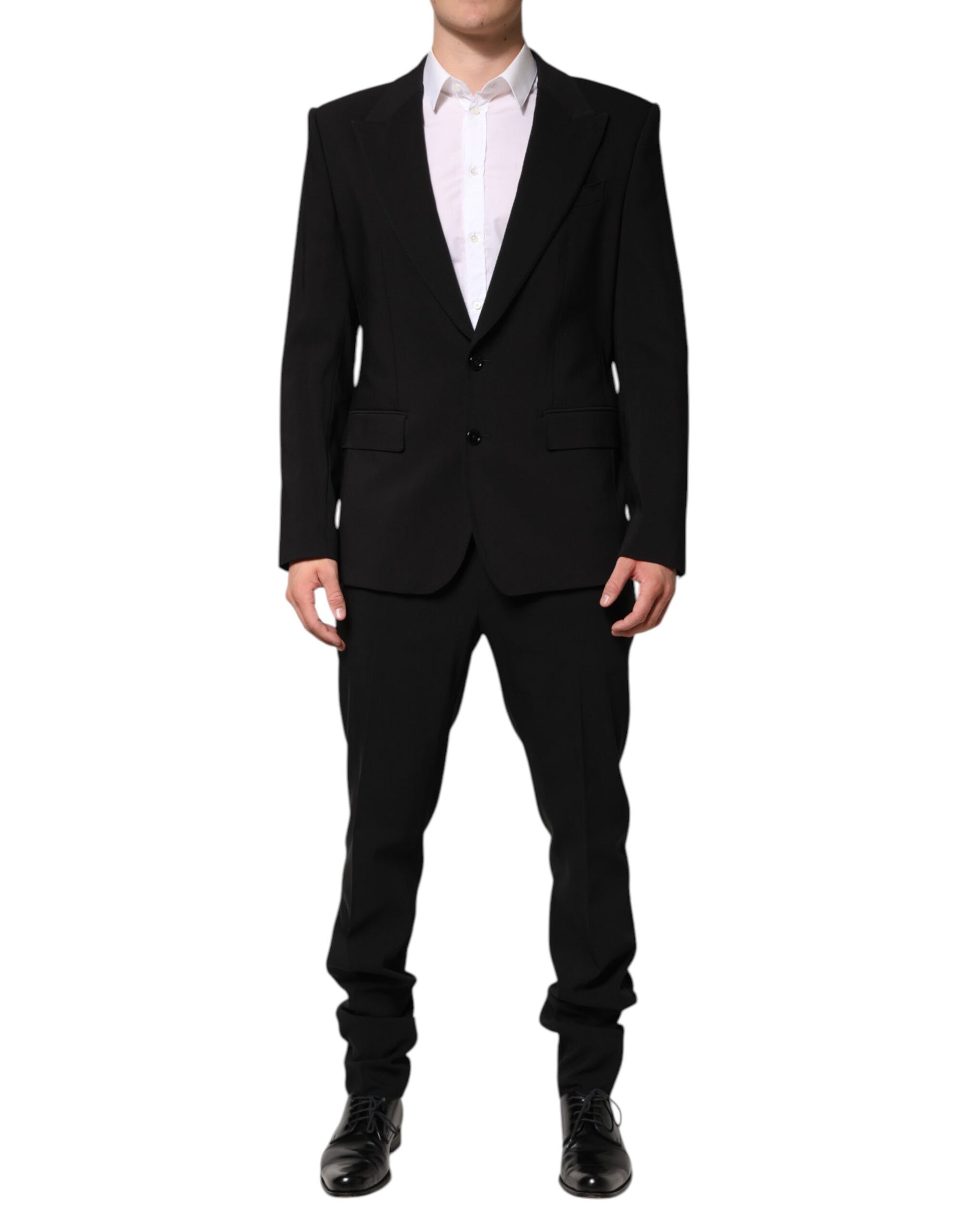 Dolce & Gabbana Black Cotton Single Breasted 2 Piece Suit | Regal Royce