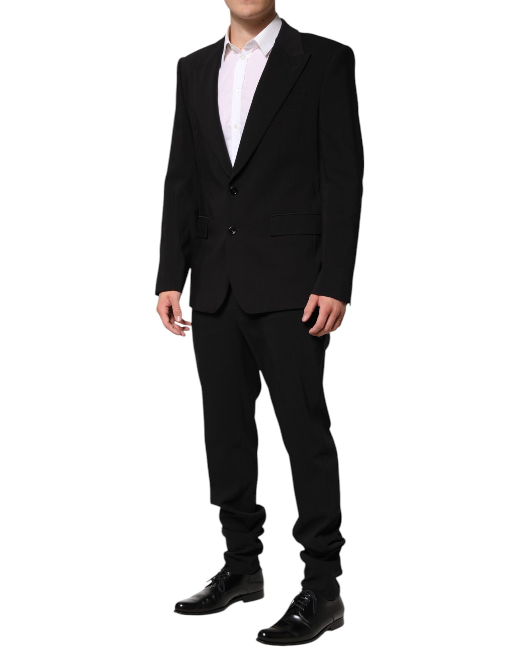 Dolce & Gabbana Black Cotton Single Breasted 2 Piece Suit | Regal Royce