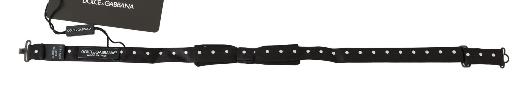 Dolce & Gabbana Black 100% Silk Polka Dot Adjustable Neck Bow Tie | Regal Royce
