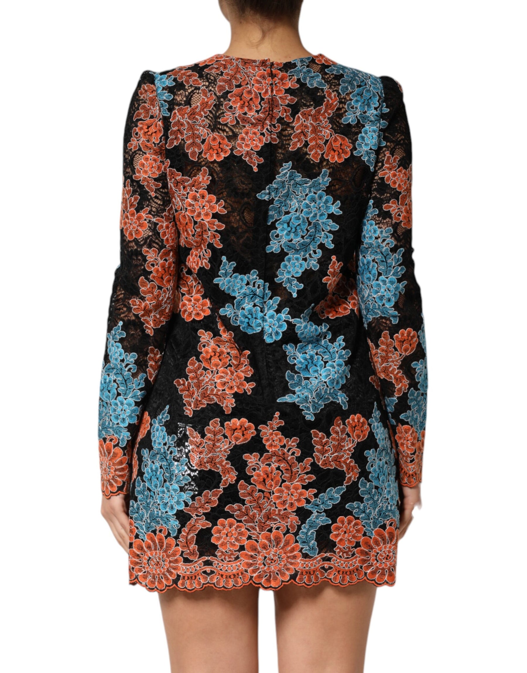 Dolce & Gabbana Multicolor Floral Embroidery Shift Mini Dress | Regal Royce