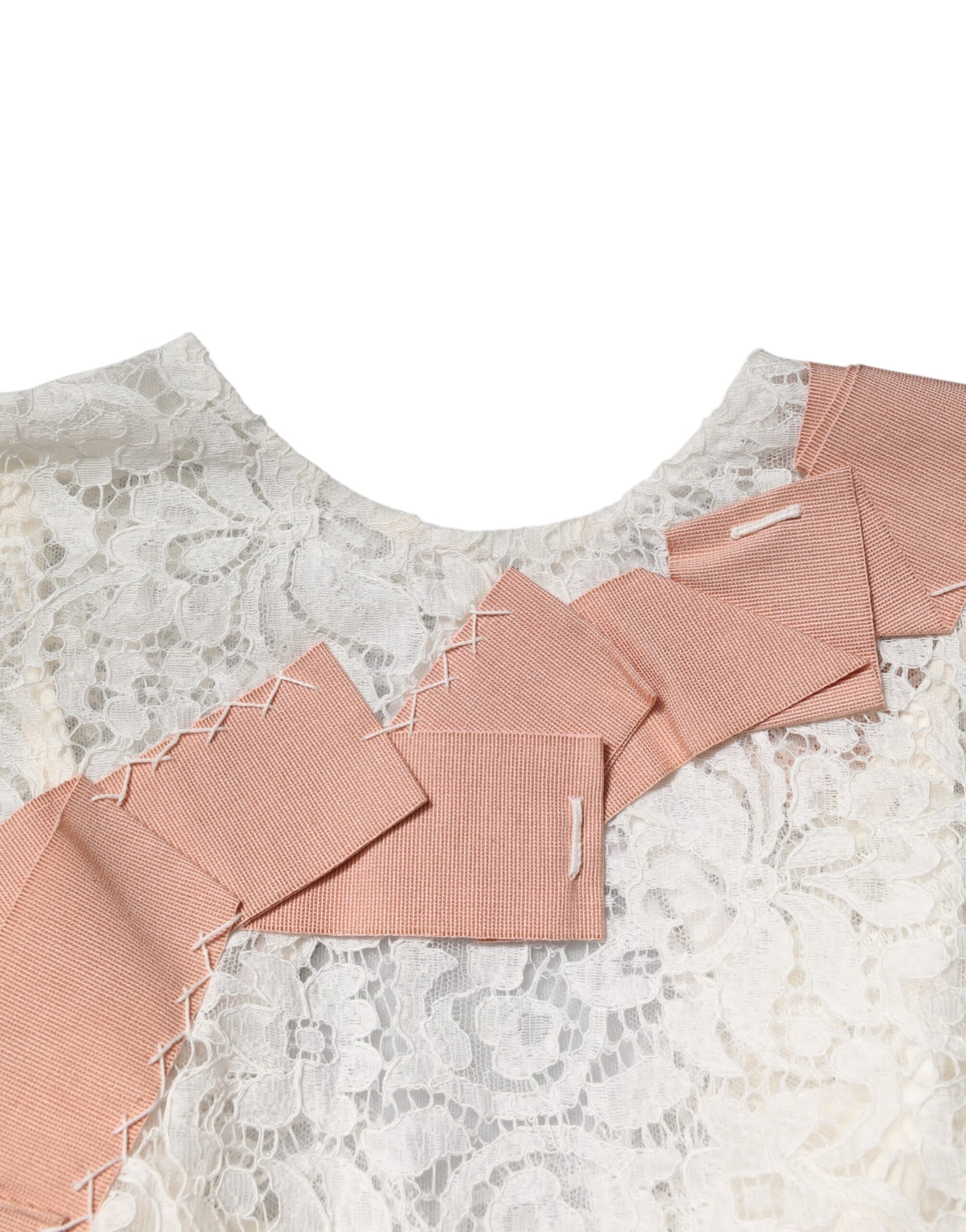 Dolce & Gabbana White Floral Lace Short Sleeves Blouse Top | Regal Royce