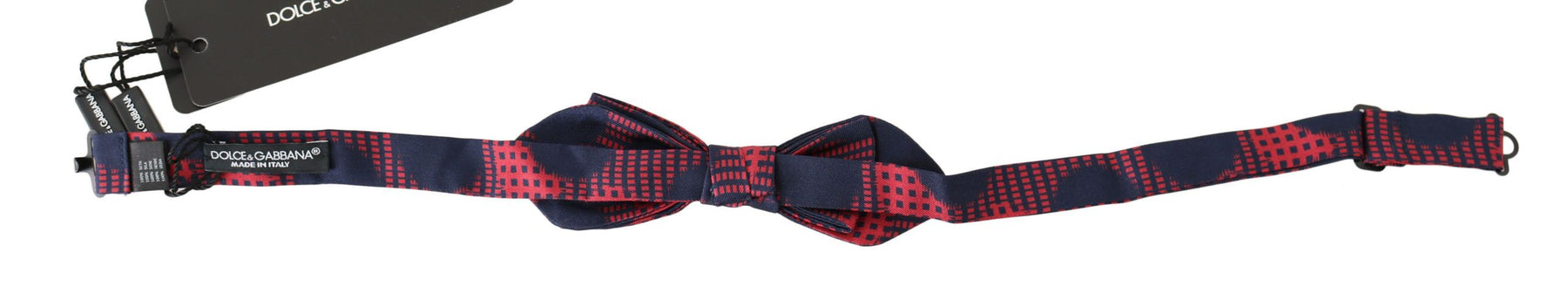 Dolce & Gabbana Red Checkered 100% Silk Adjustable Men Neck Bow Tie | Regal Royce