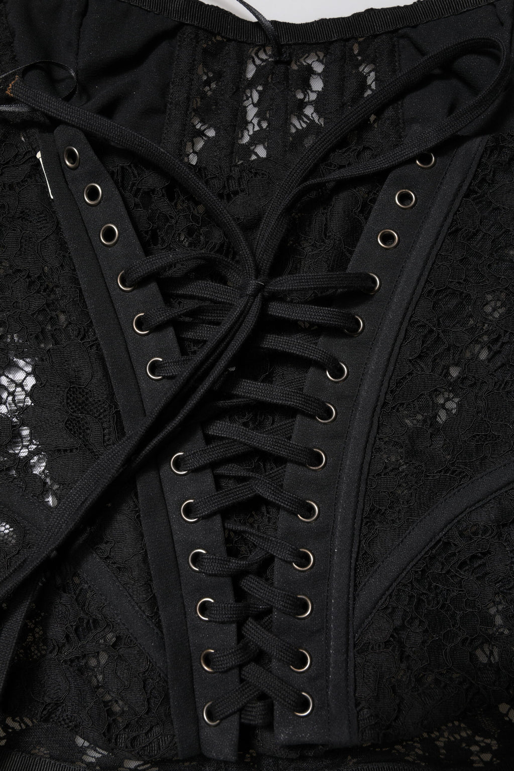 Dolce & Gabbana Black Strapless Floral Lace Bustier Cropped Top