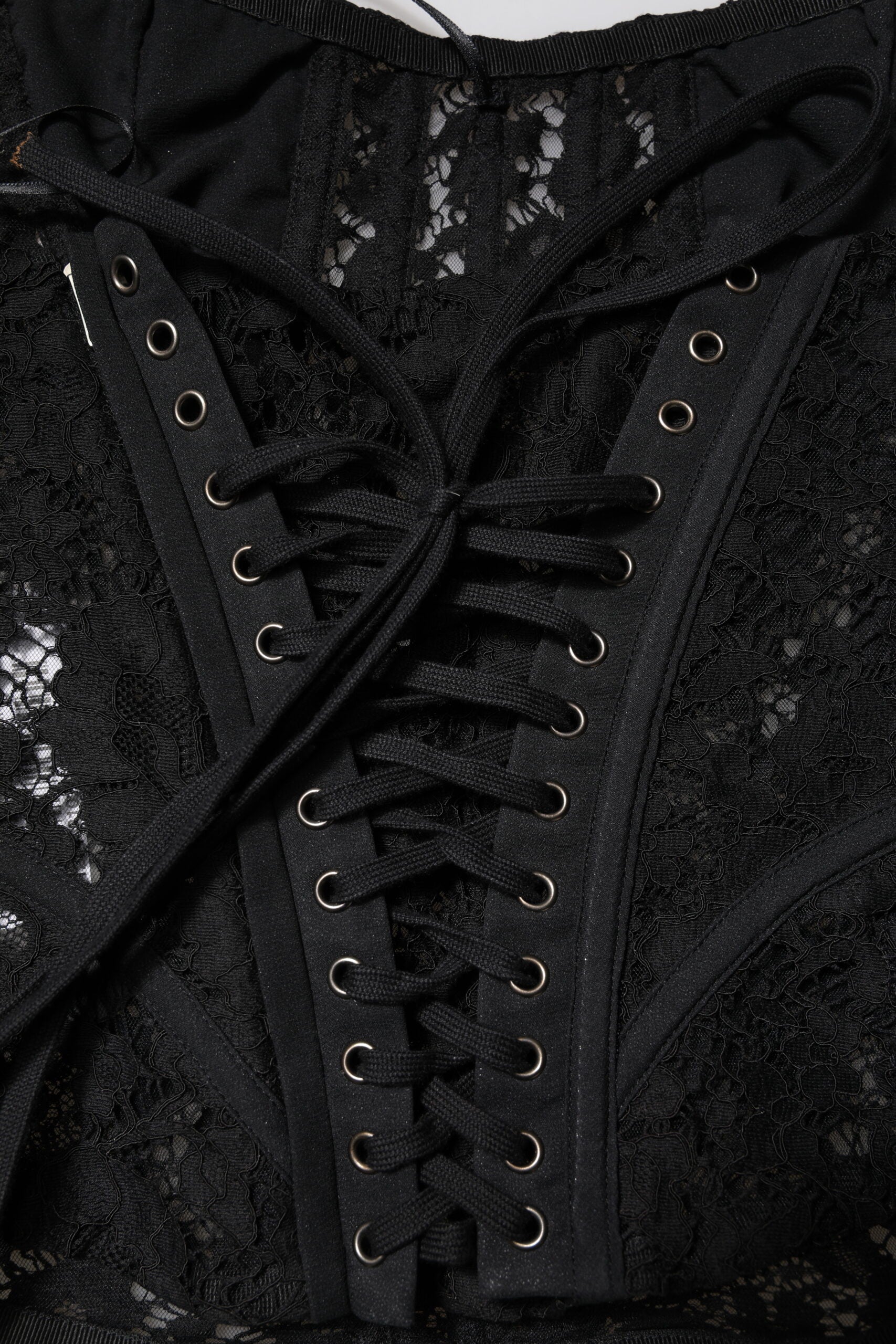 Dolce & Gabbana Black Strapless Floral Lace Bustier Cropped Top | Regal Royce