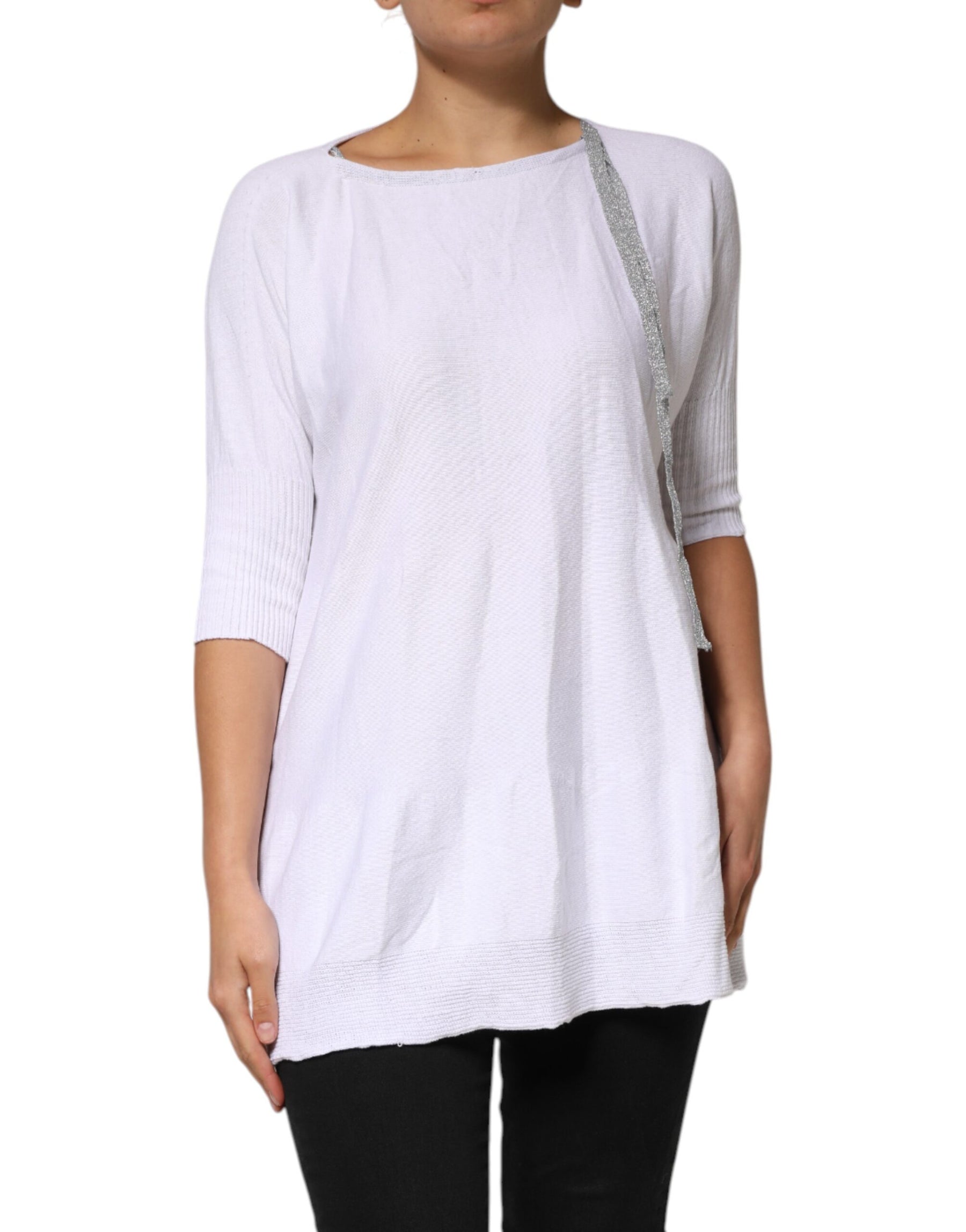 PINK MEMORIES White Cotton Short Sleeves Round Neck Blouse Top | Regal Royce