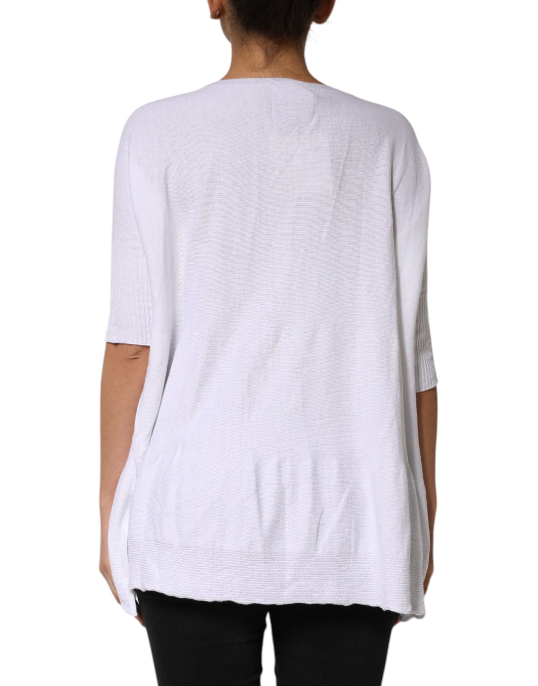 PINK MEMORIES White Cotton Short Sleeves Round Neck Blouse Top | Regal Royce