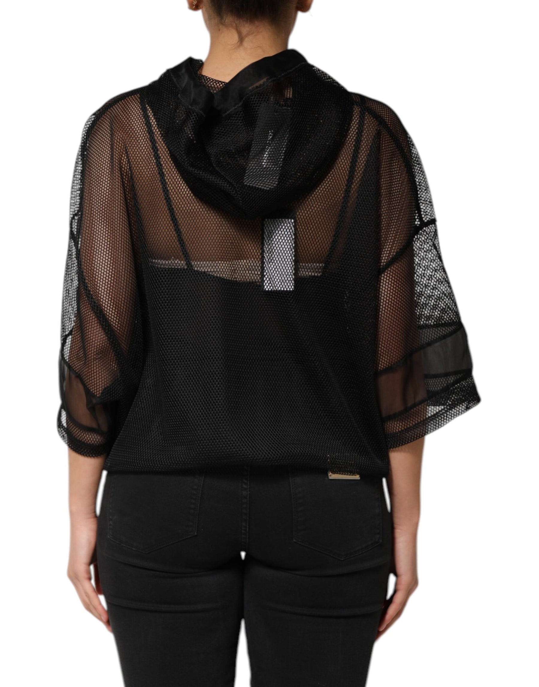 Dolce & Gabbana Black See Through Hooded Pullover Sweater | Regal Royce