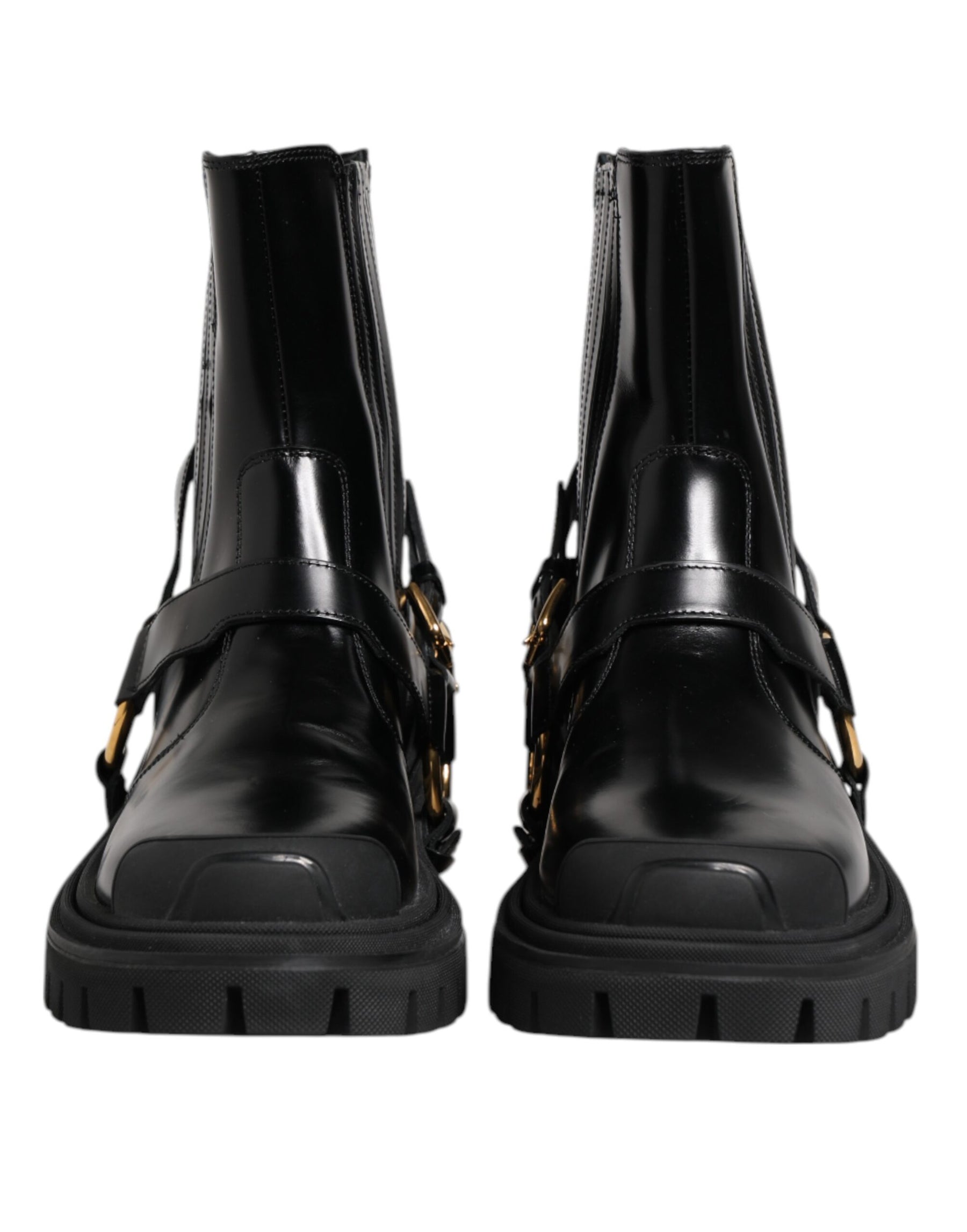 Dolce & Gabbana Black Leather Chelsea Men Short Boots Shoes | Regal Royce