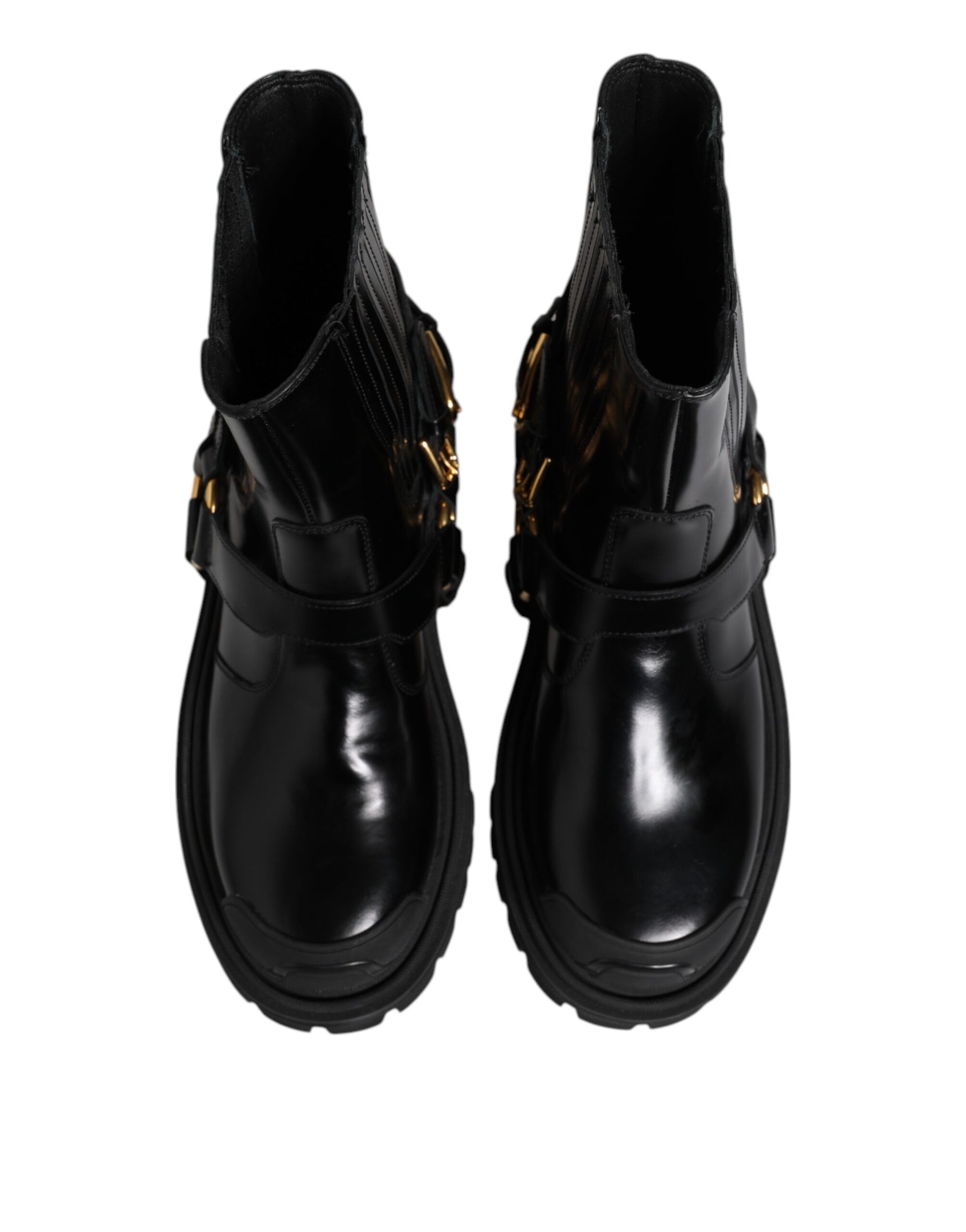Dolce & Gabbana Black Leather Chelsea Men Short Boots Shoes | Regal Royce