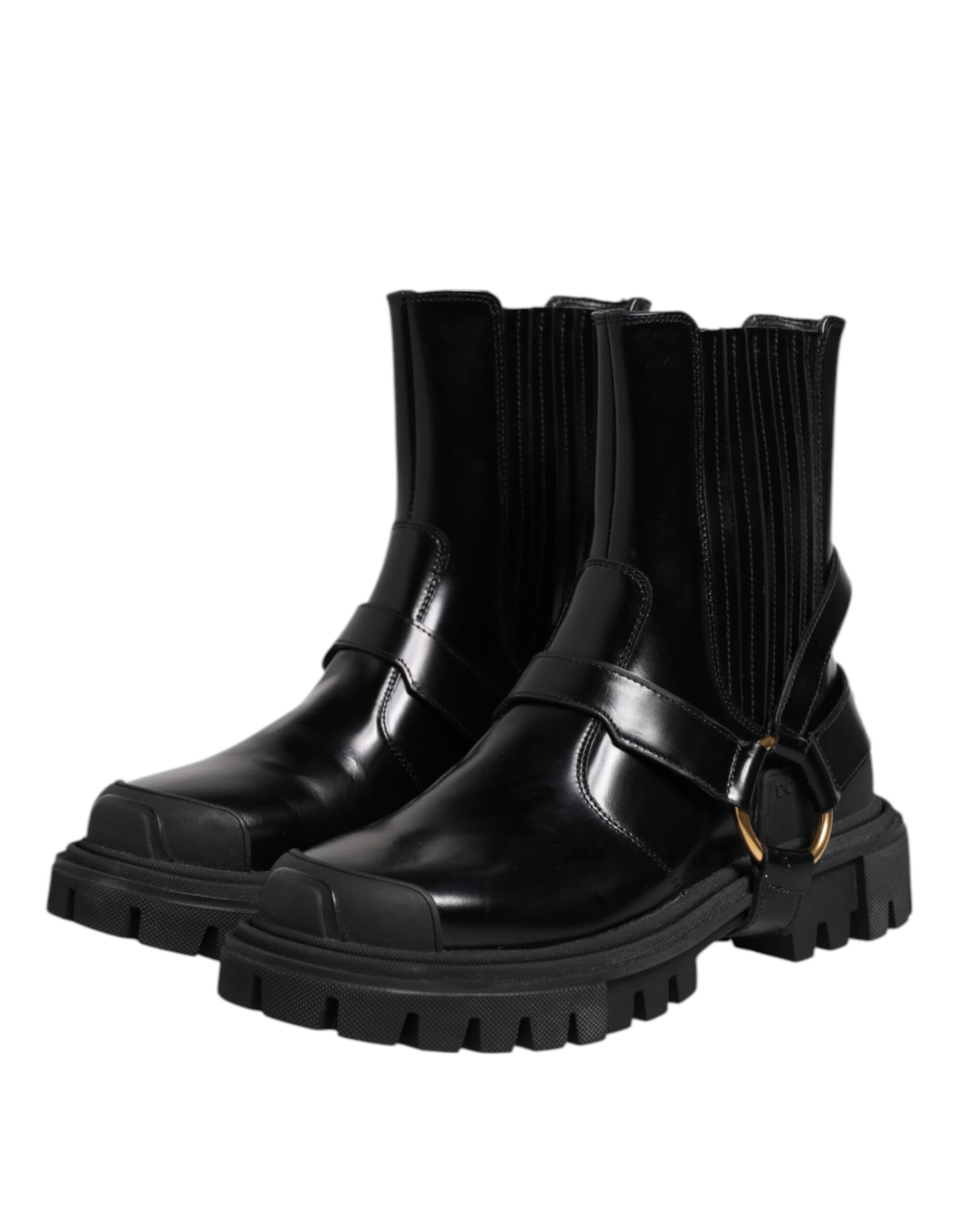 Dolce & Gabbana Black Leather Chelsea Men Short Boots Shoes | Regal Royce