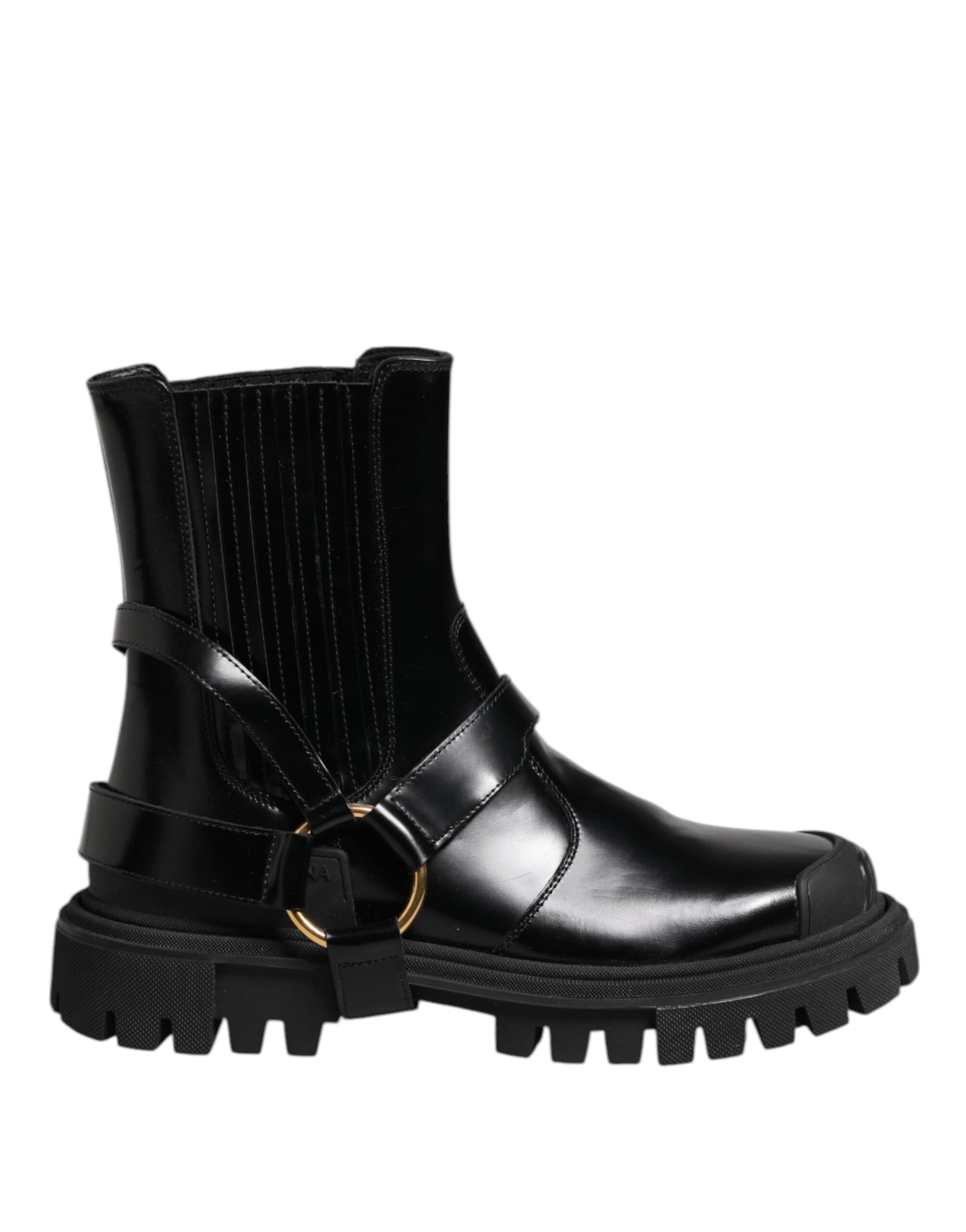 Dolce & Gabbana Black Leather Chelsea Men Short Boots Shoes | Regal Royce
