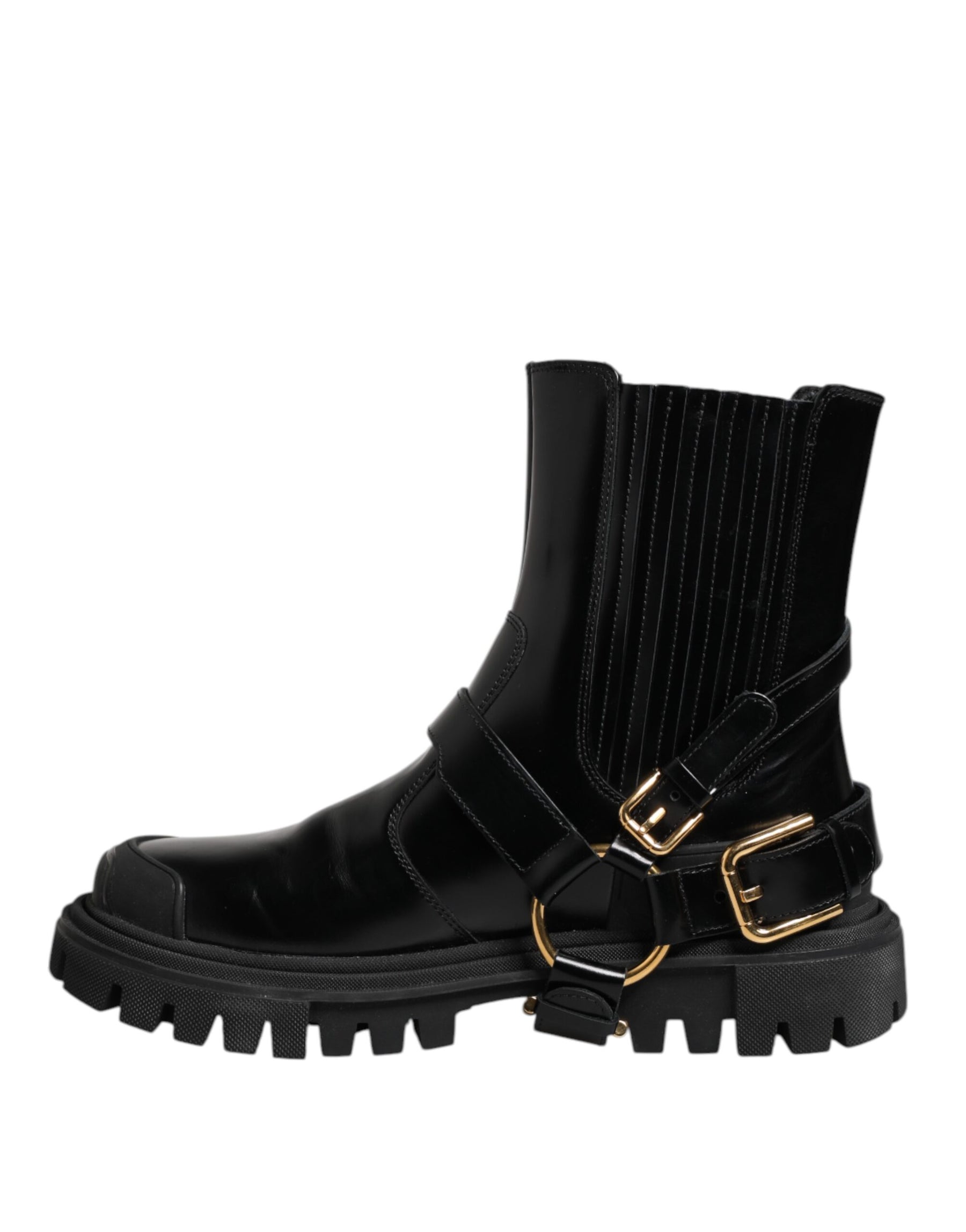 Dolce & Gabbana Black Leather Chelsea Men Short Boots Shoes | Regal Royce
