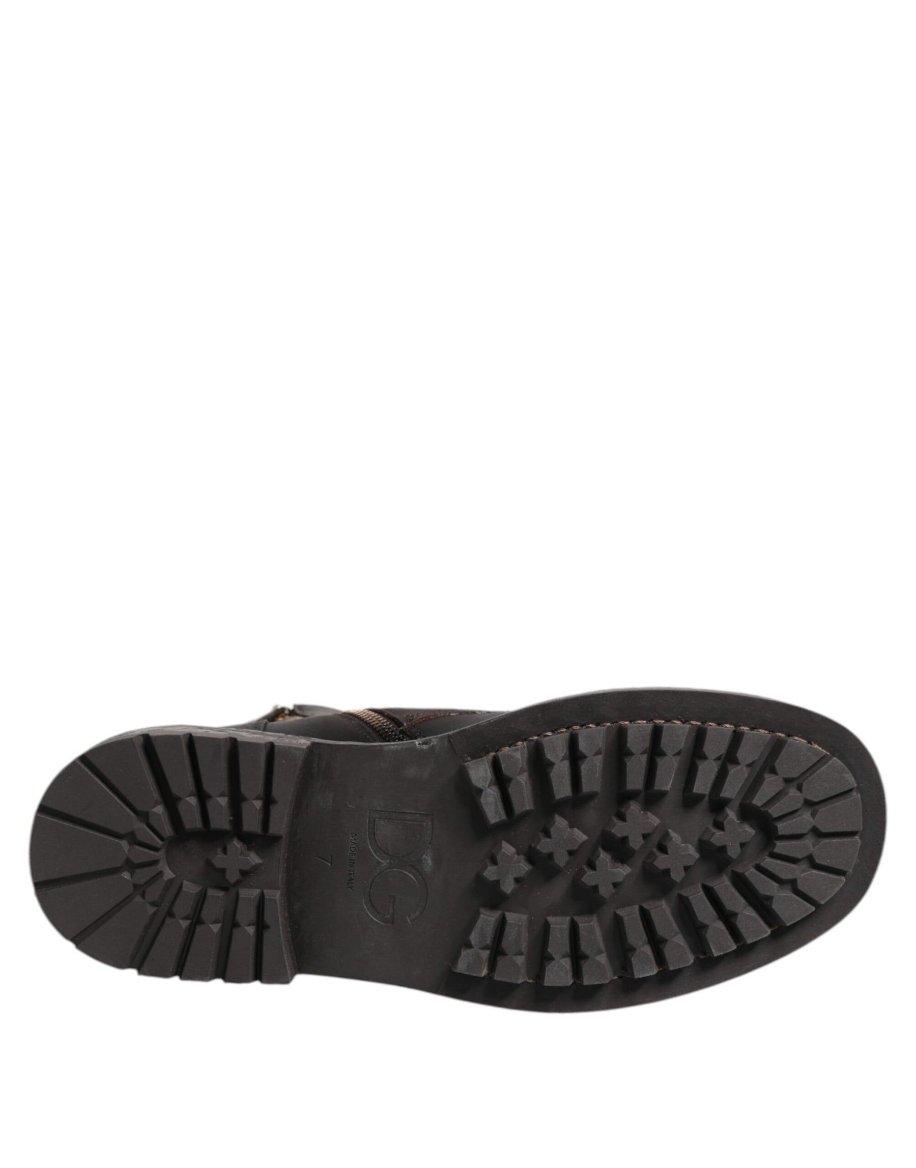 Dolce & Gabbana Dark Brown Leather Lace Up Mid Calf Boots Shoes | Regal Royce