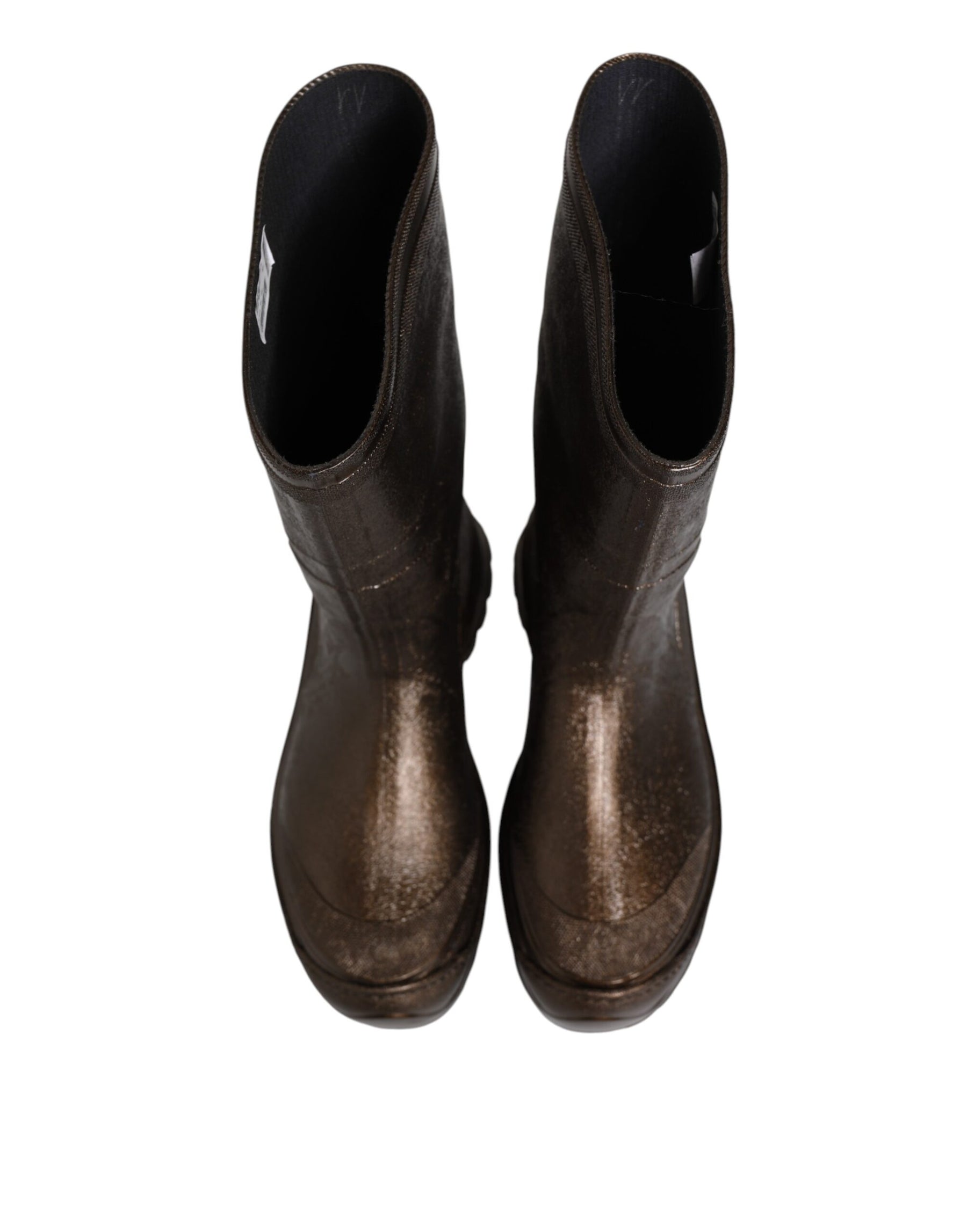 Dolce & Gabbana Metallic Brown Pull On Rain Boots Shoes | Regal Royce