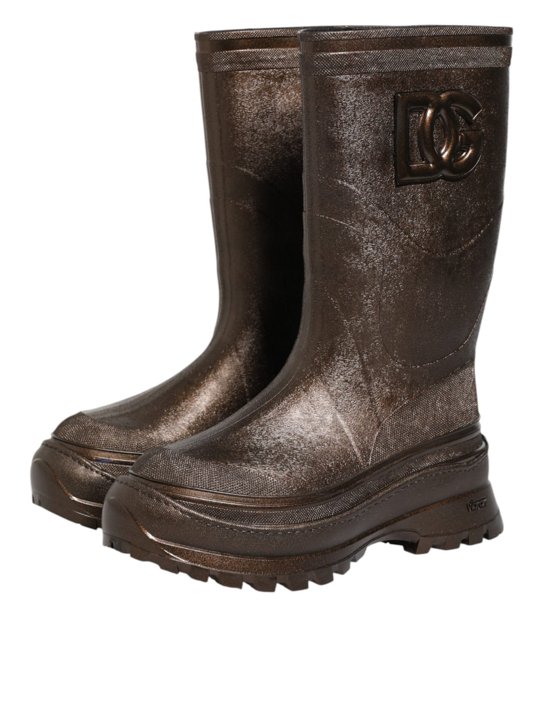 Dolce & Gabbana Metallic Brown Pull On Rain Boots Shoes | Regal Royce