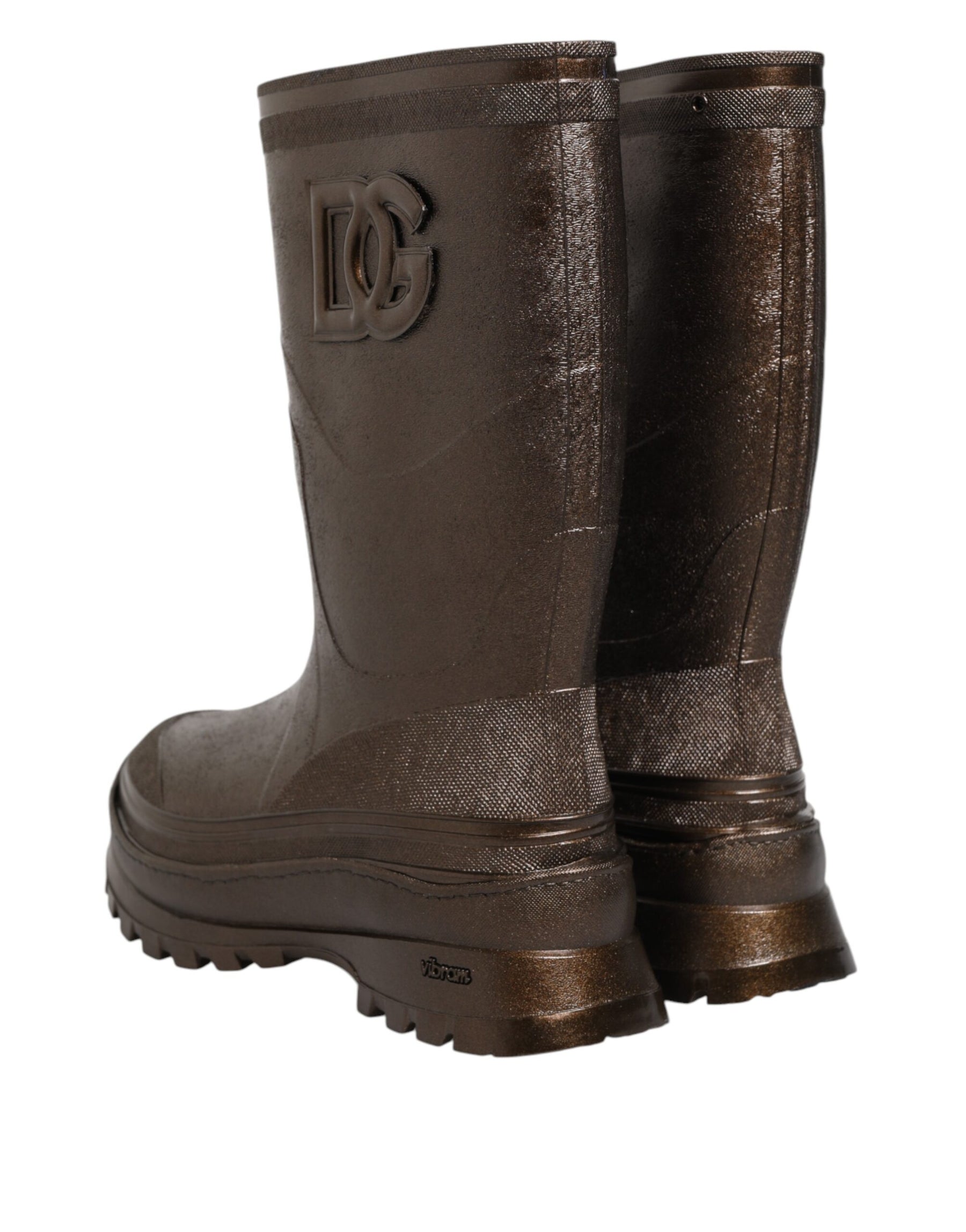 Dolce & Gabbana Metallic Brown Pull On Rain Boots Shoes | Regal Royce