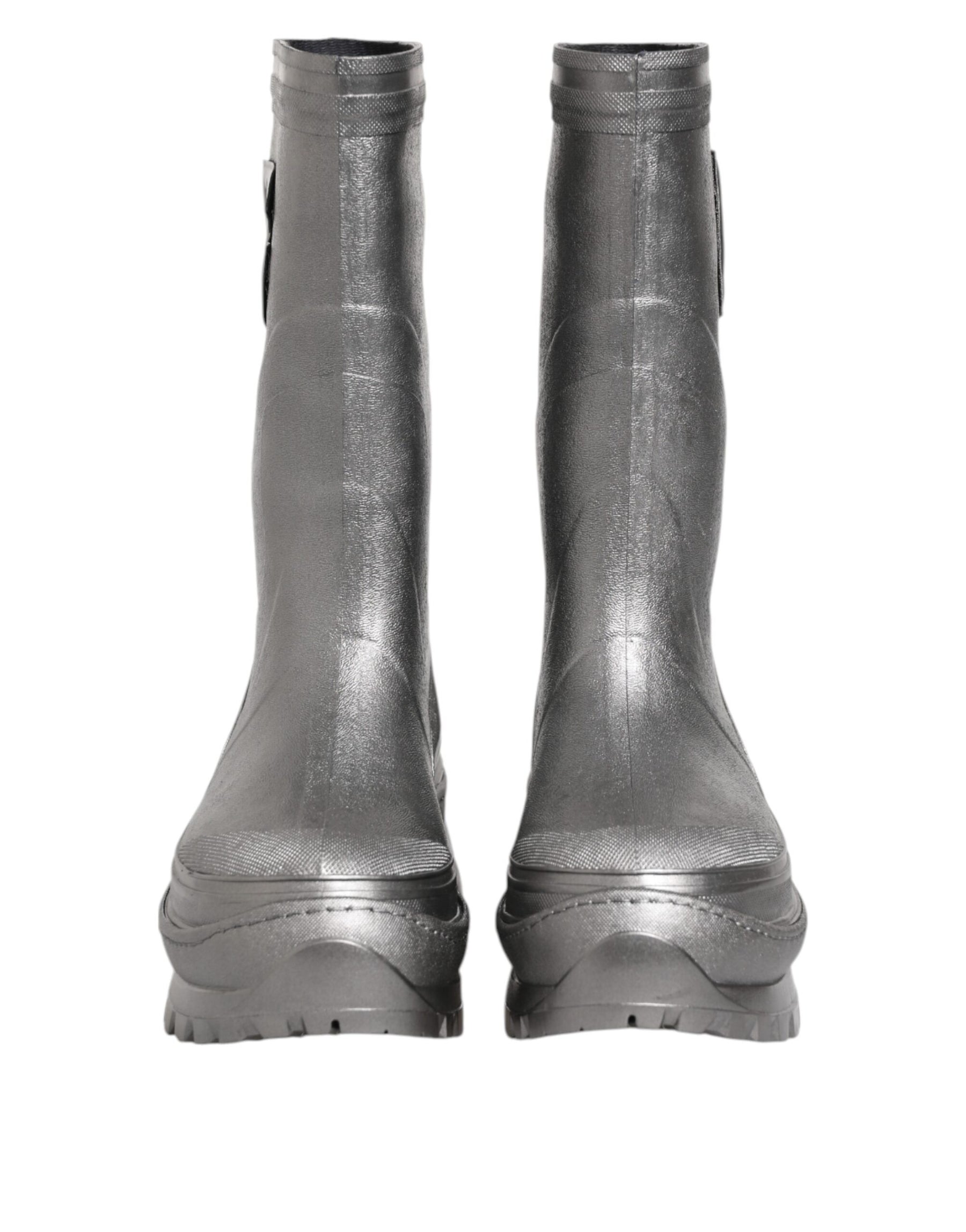 Dolce & Gabbana Metallic Silver Pull On Rain Boots Shoes | Regal Royce