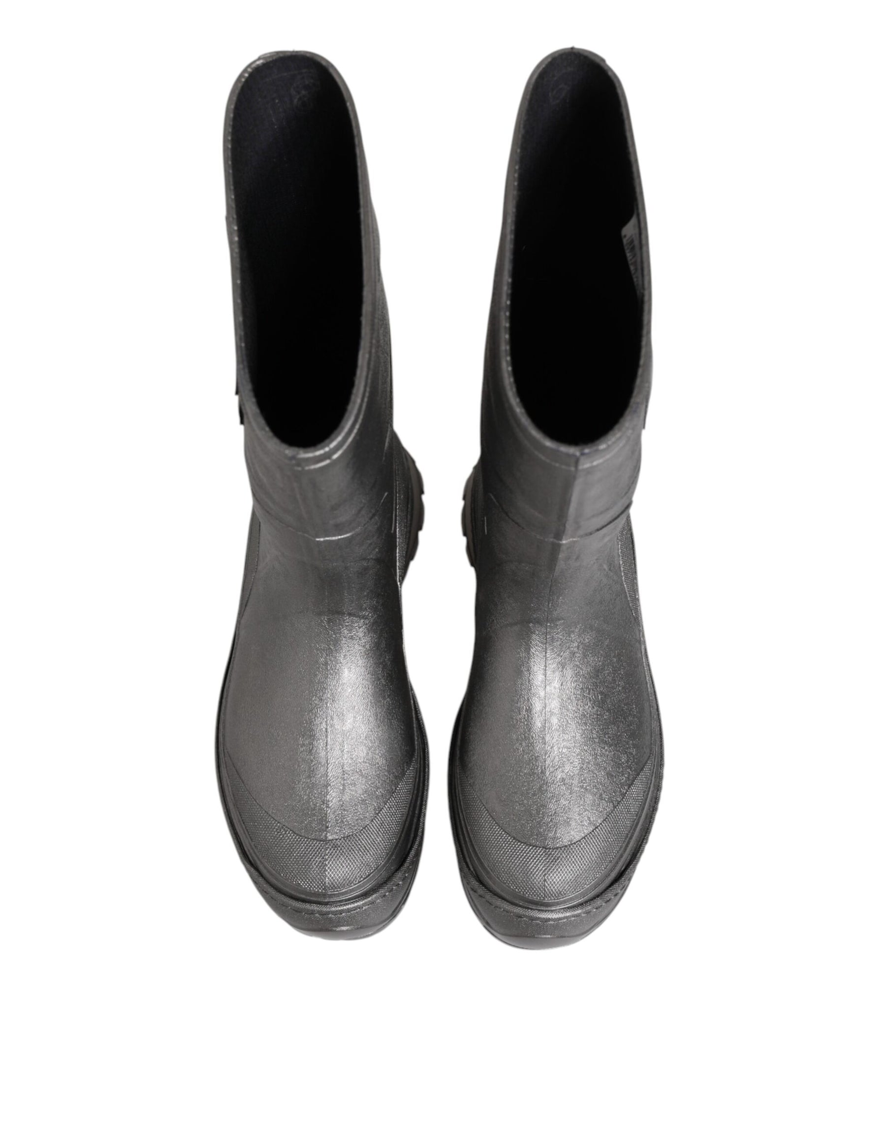 Dolce & Gabbana Metallic Silver Pull On Rain Boots Shoes | Regal Royce