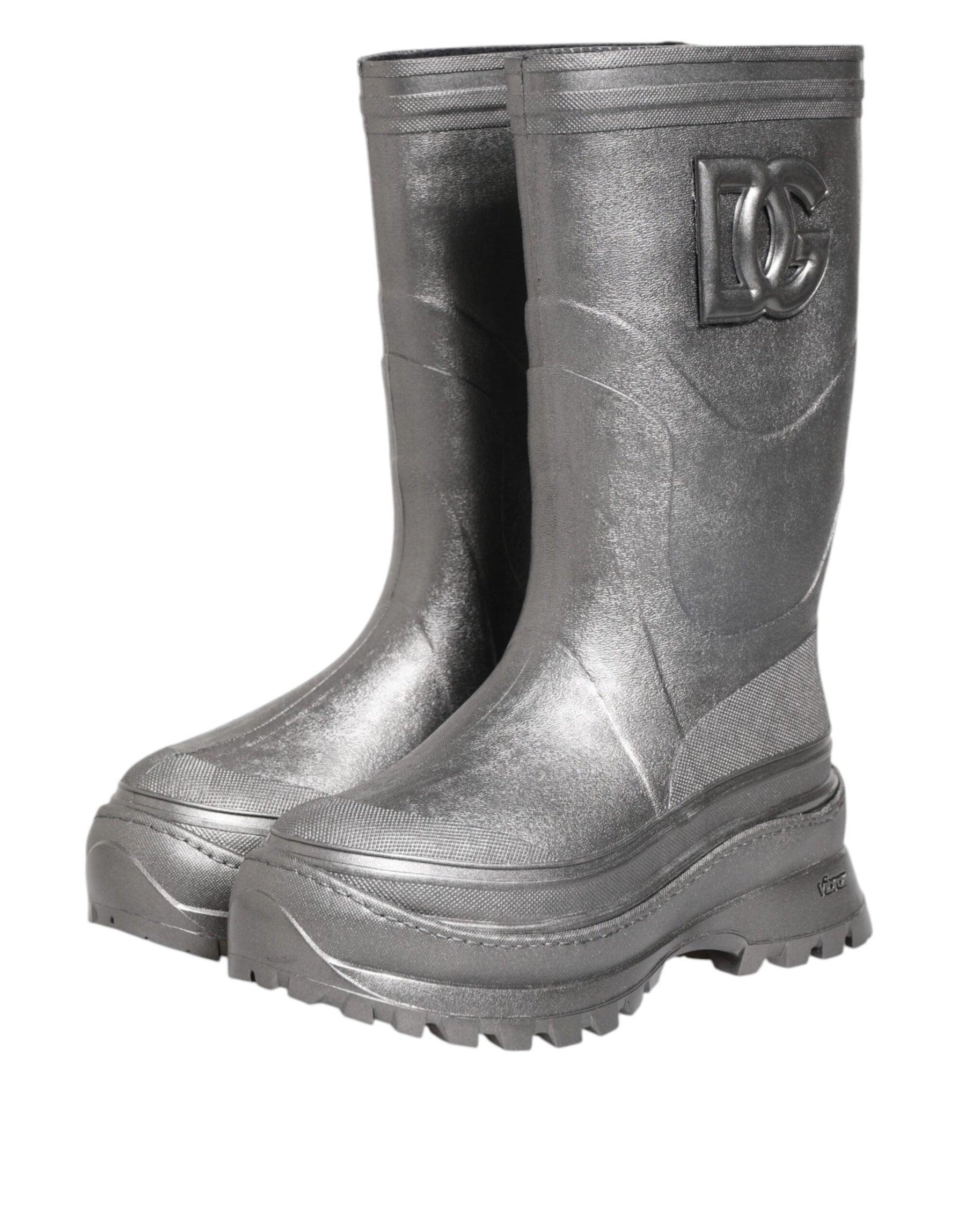 Dolce & Gabbana Metallic Silver Pull On Rain Boots Shoes | Regal Royce