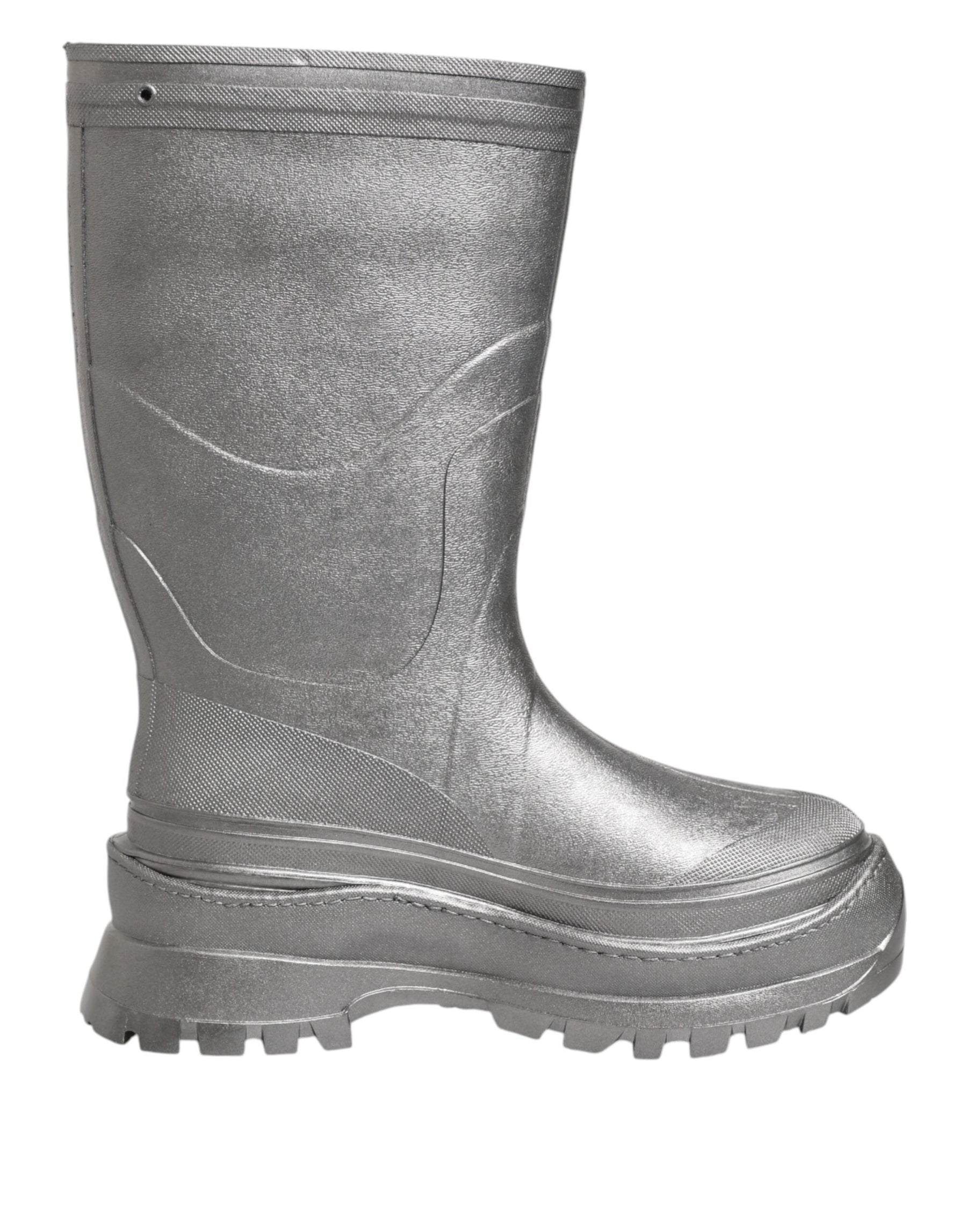 Dolce & Gabbana Metallic Silver Pull On Rain Boots Shoes | Regal Royce