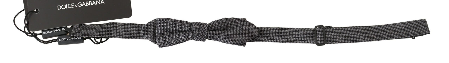 Dolce & Gabbana Gray Patterned Silk Adjustable Neck Bow Tie Papillon | Regal Royce